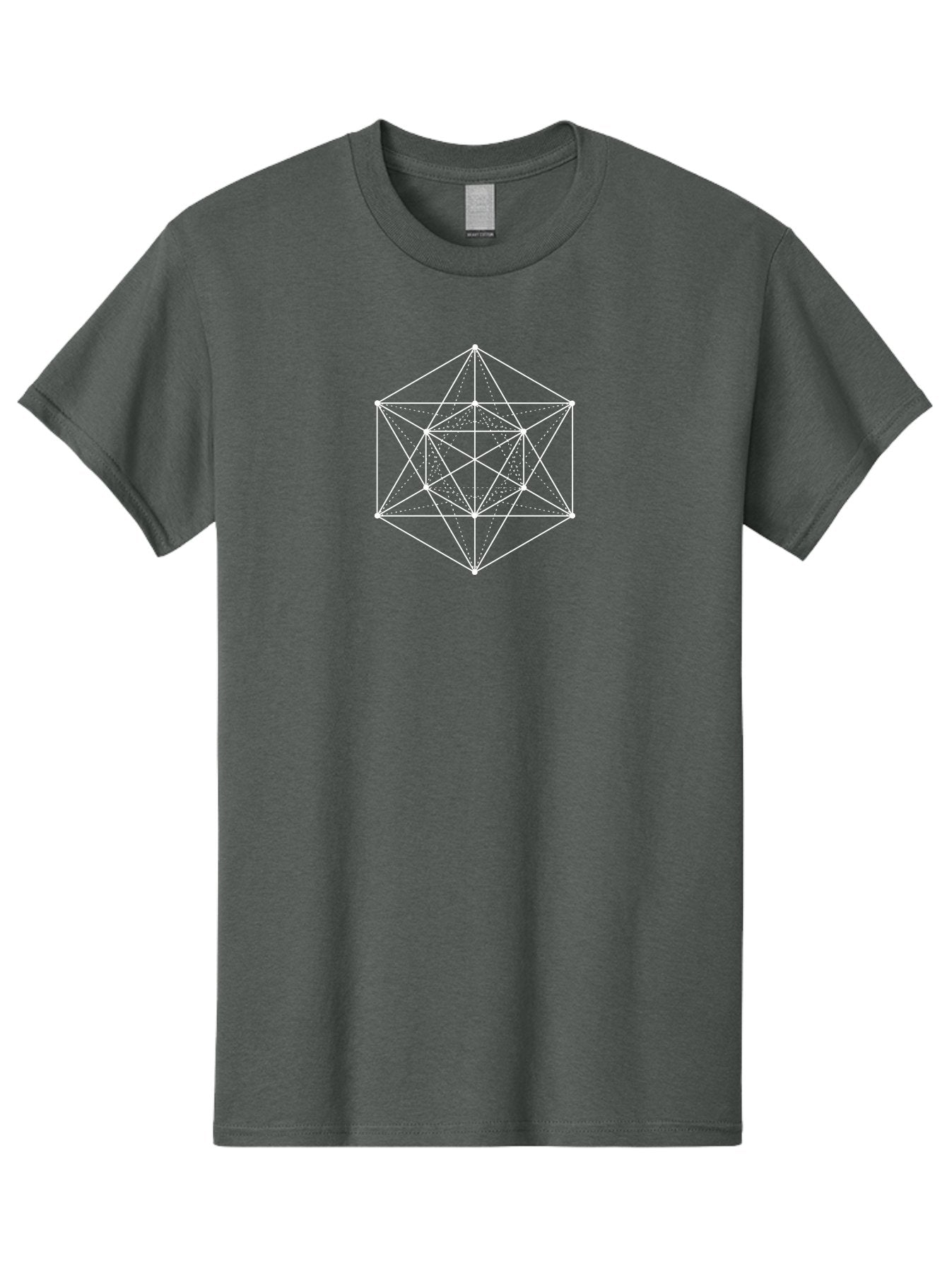 Geometric-Shape Men'S Graphic Tee, 100% Cotton, Comfortable Casual Summer Wear, Machine Washable, Geometric Shape, Complex Pattern, Interconnected Lines, Symmetrical Design, White Lines, Sacred Geometry, Intricate Details Aab985