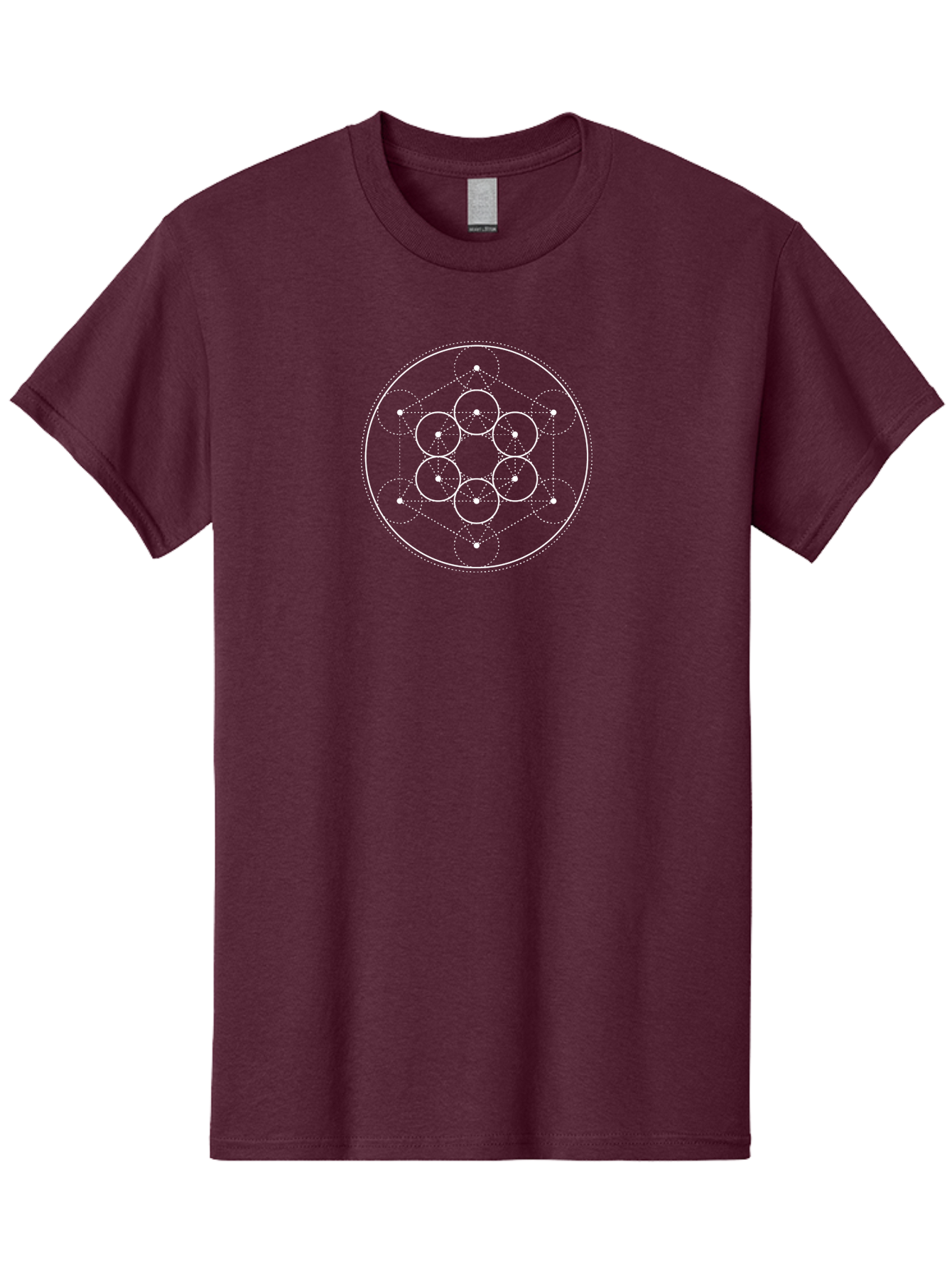 Seed-Of-Life-1 Men'S Graphic Tee, 100% Cotton, Comfortable Casual Summer Wear, Machine Washable, Sacred Geometry, Seed Of Life, Spiritual Symbol, White Design, Geometric Pattern, Seven Circles, Divine Proportion, Harmony, Balance, Meditation Aab992