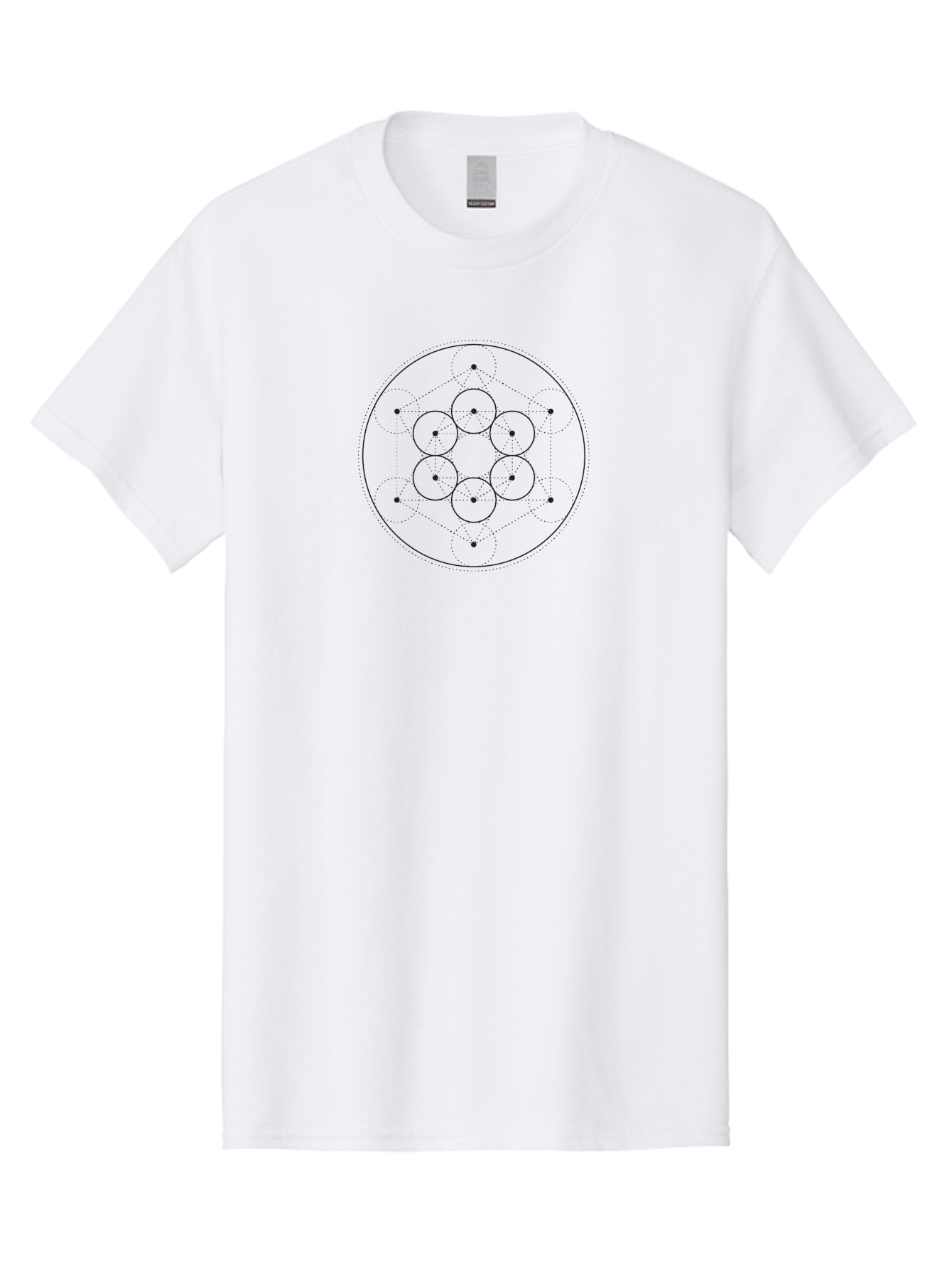 Seed-Of-Life Men'S Graphic Tee, 100% Cotton, Comfortable Casual Summer Wear, Machine Washable, Geometric Pattern, Circular Design, Symmetrical Shapes, Interconnected Circles, Abstract Art, Minimalist Style, Modern Graphics, Sacred Geometry, Aab993 7