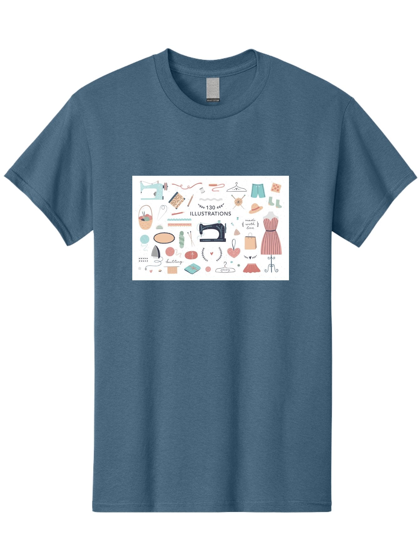 130-Illustrations Men'S Graphic Tee, 100% Cotton, Comfortable Casual Summer Wear, Machine Washable, Sewing Machine, Knitting Needles, Thread, Scissors, Clothes Hangers, Fashion Accessories, Diy Crafts, Handmade Clothing, 130 Illustrations, Aab997 6