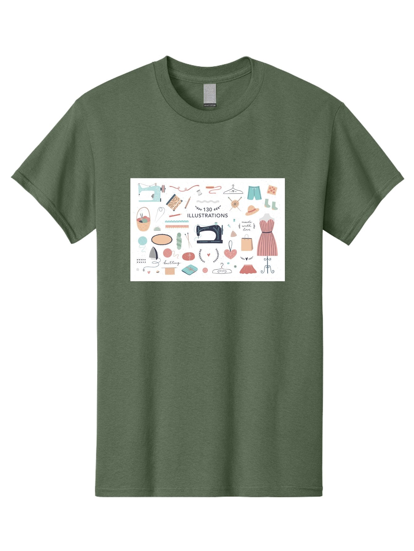 130-Illustrations Men'S Graphic Tee, 100% Cotton, Comfortable Casual Summer Wear, Machine Washable, Sewing Machine, Knitting Needles, Thread, Scissors, Clothes Hangers, Fashion Accessories, Diy Crafts, Handmade Clothing, 130 Illustrations, Aab997 10