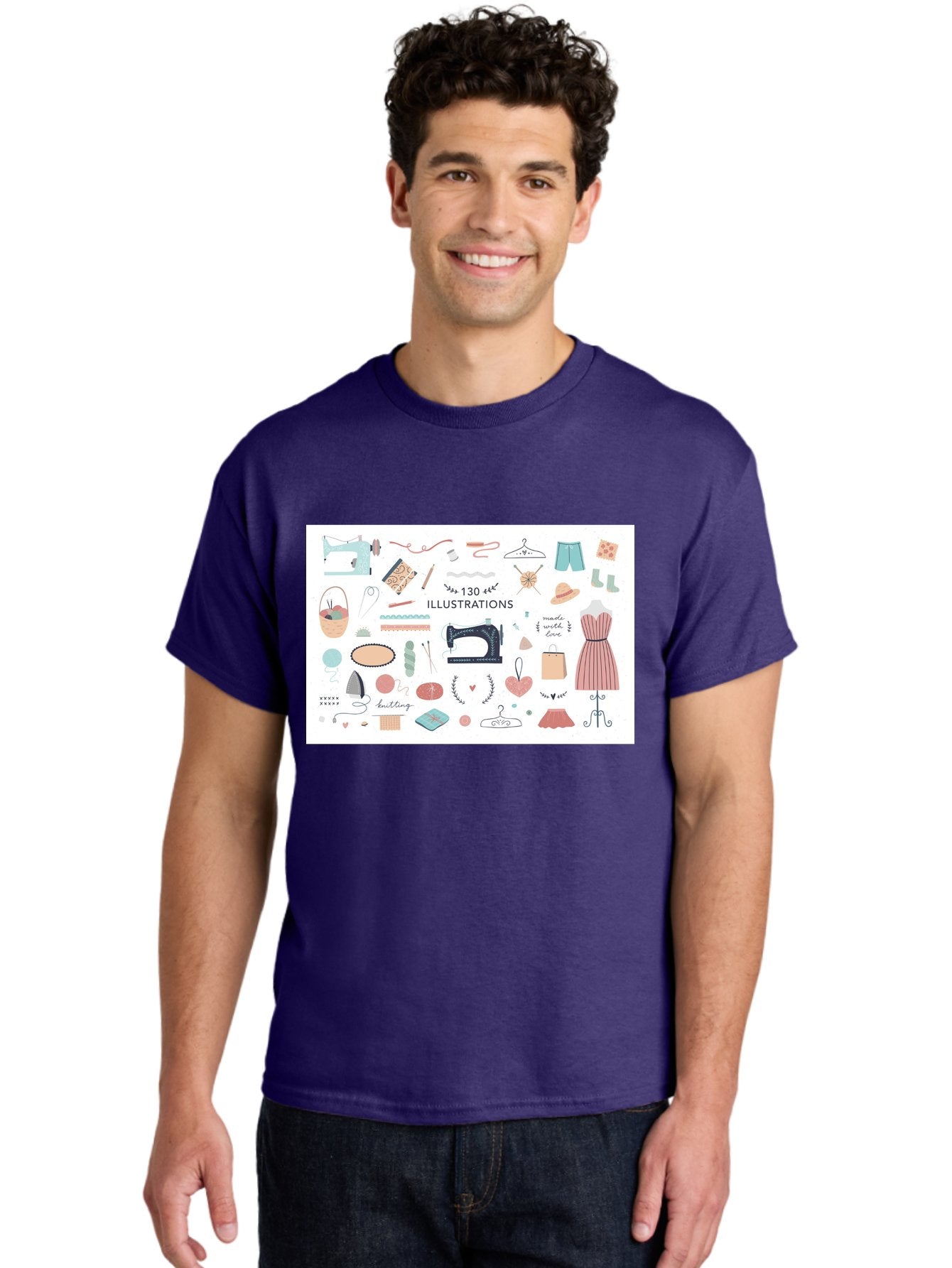 130-Illustrations Men'S Graphic Tee, 100% Cotton, Comfortable Casual Summer Wear, Machine Washable, Sewing Machine, Knitting Needles, Thread, Scissors, Clothes Hangers, Fashion Accessories, Diy Crafts, Handmade Clothing, 130 Illustrations, Aab997 22