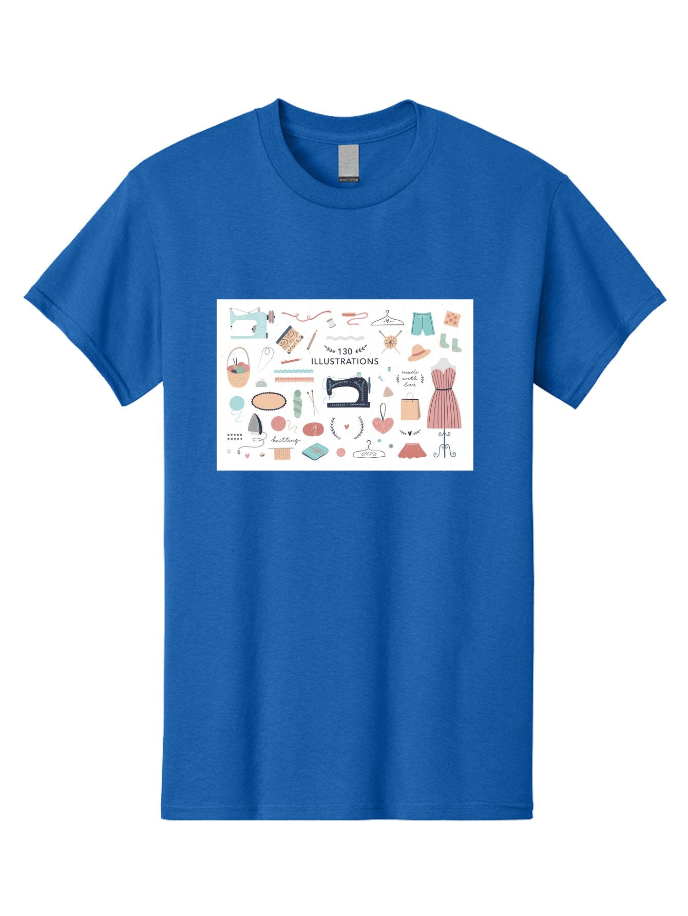 130-Illustrations Men'S Graphic Tee, 100% Cotton, Comfortable Casual Summer Wear, Machine Washable, Sewing Machine, Knitting Needles, Thread, Scissors, Clothes Hangers, Fashion Accessories, Diy Crafts, Handmade Clothing, 130 Illustrations, Aab997 14