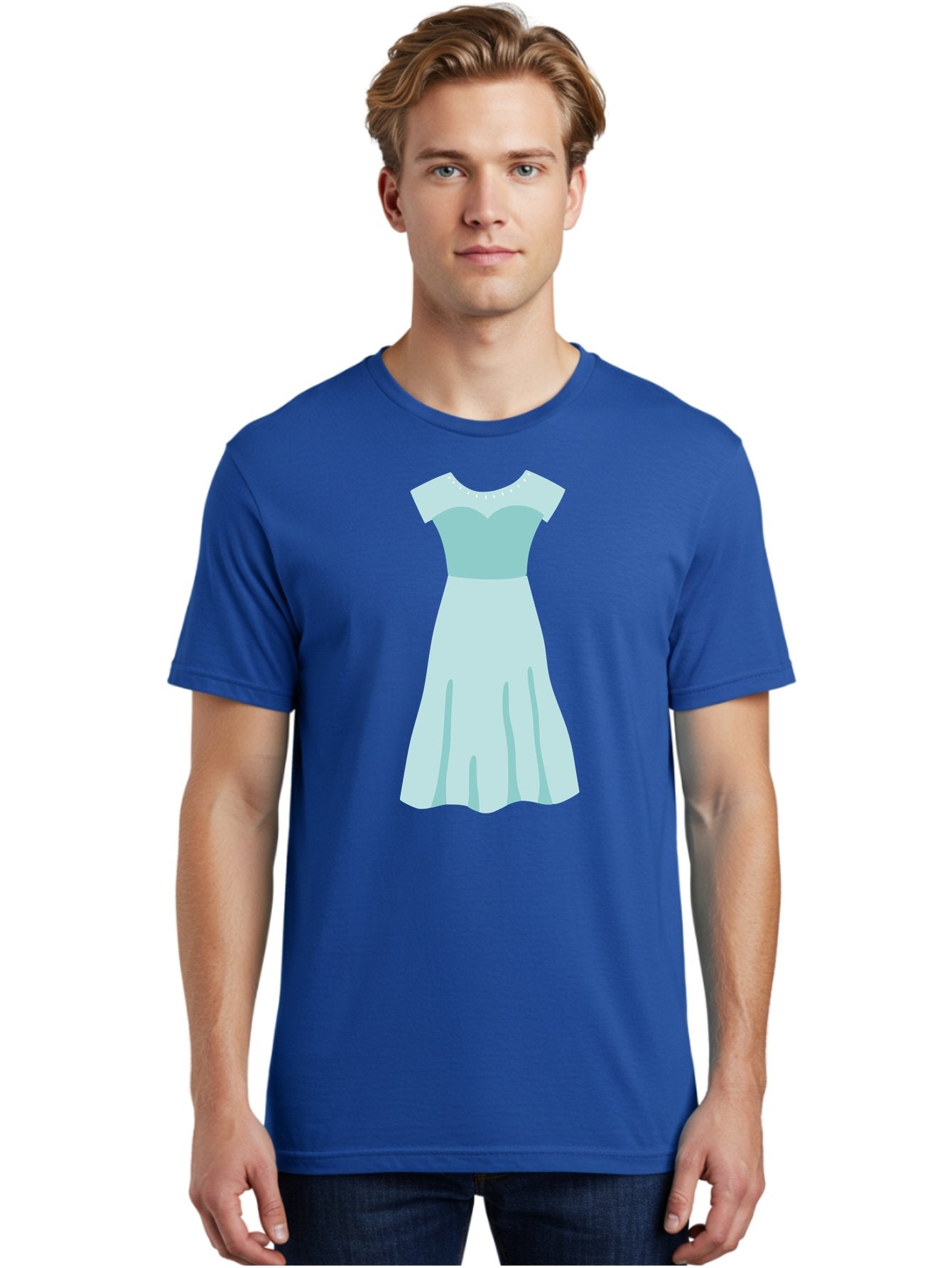 Baby-Blue-Sweetheart-Dress Men'S Graphic Tee, 100% Cotton, Comfortable Casual Summer Wear, Machine Washable, Simple Dress, Sweetheart Neckline, Short Sleeves, Knee-Length Dress, Minimalist Fashion, Simple Elegance, Feminine Style, Aab999 18