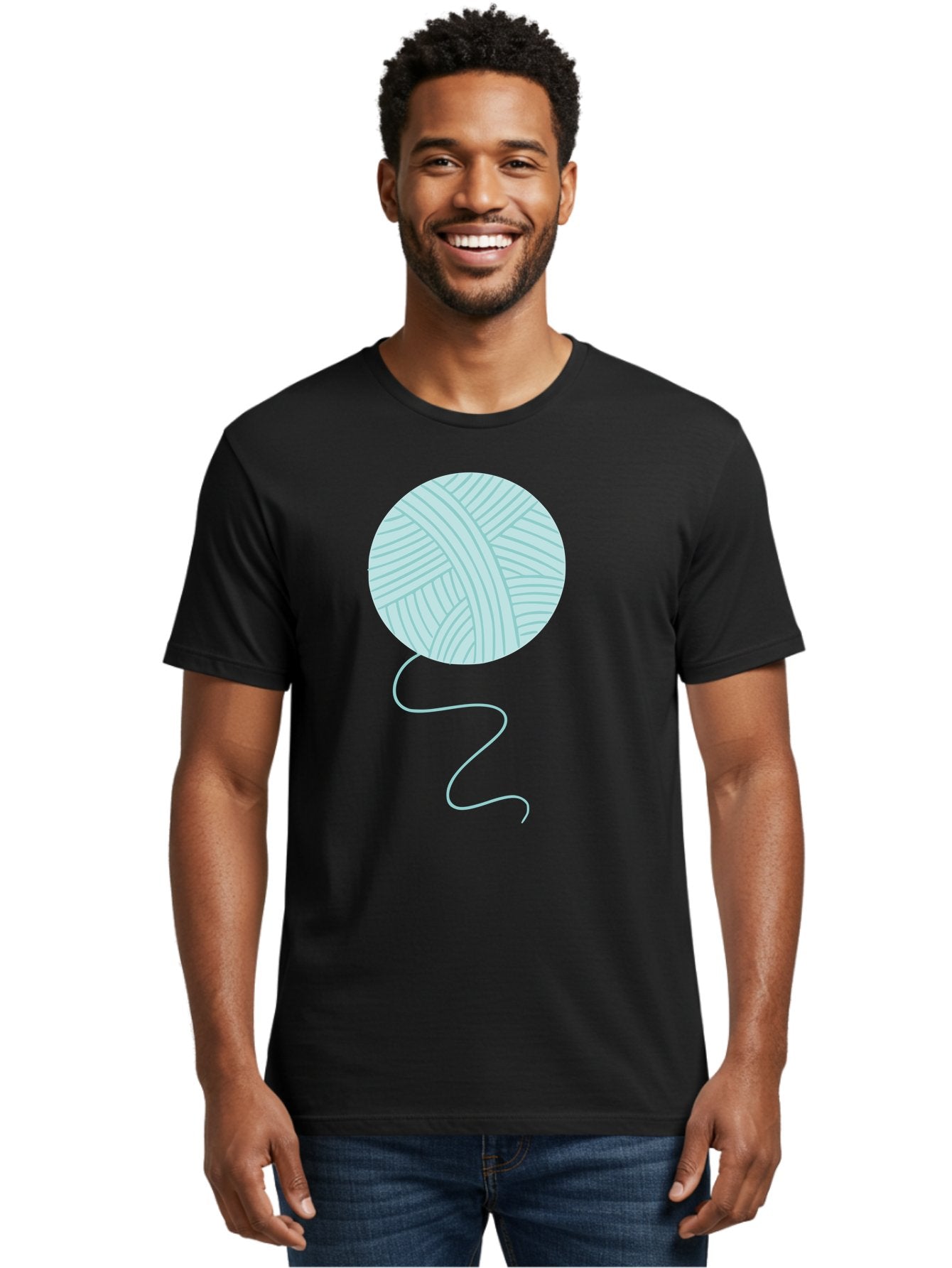 Ball-Of-Yarn Men'S Graphic Tee, 100% Cotton, Comfortable Casual Summer Wear, Machine Washable, Ball Of Yarn, Knitting Supplies, Crafting Essentials, Yarn Thread, Creative Hobbies, Handmade Crafts, Knitting Yarn Aac000 17