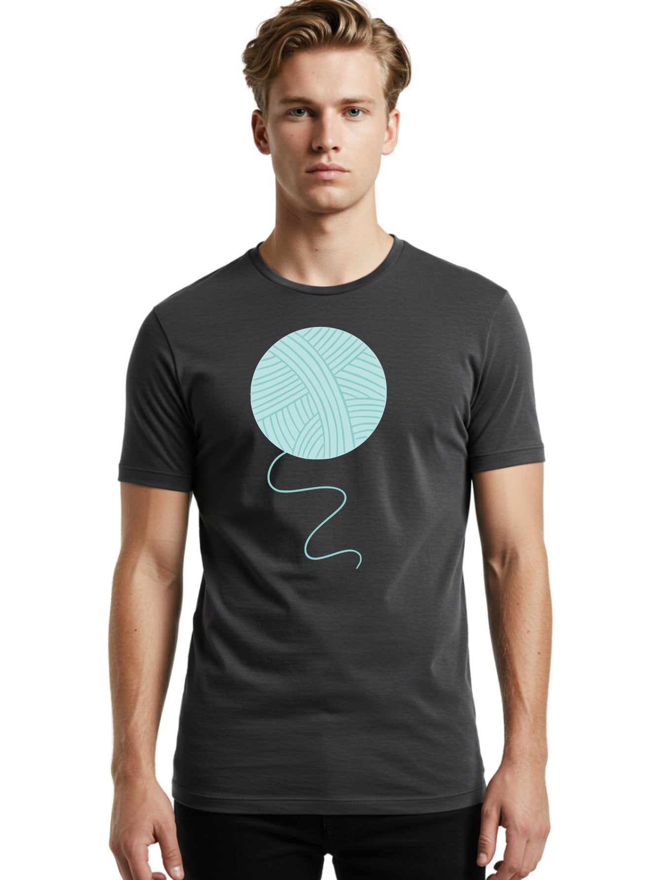 Ball-Of-Yarn Men'S Graphic Tee, 100% Cotton, Comfortable Casual Summer Wear, Machine Washable, Ball Of Yarn, Knitting Supplies, Crafting Essentials, Yarn Thread, Creative Hobbies, Handmade Crafts, Knitting Yarn Aac000 18