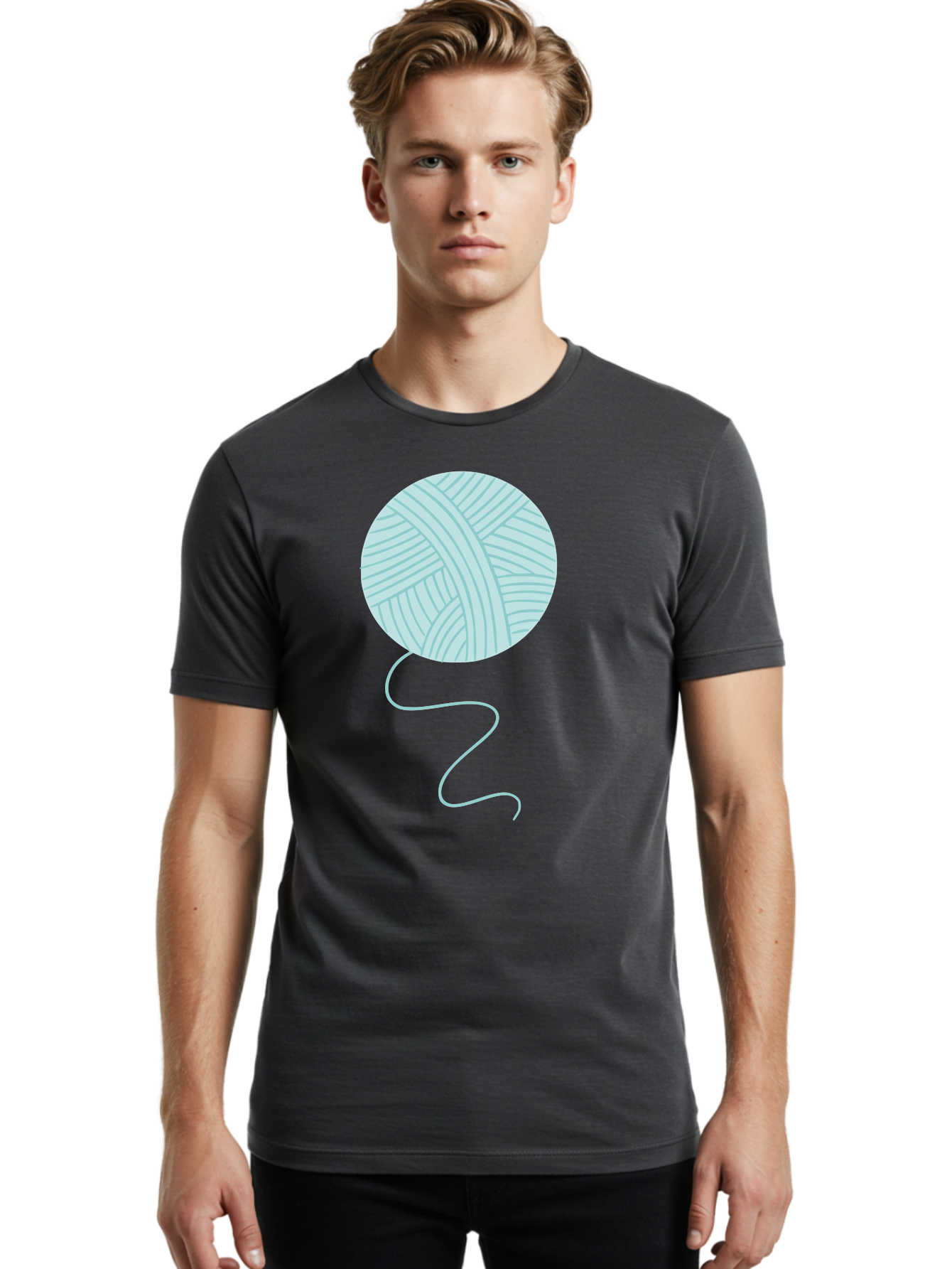 Ball-Of-Yarn Men'S Graphic Tee, 100% Cotton, Comfortable Casual Summer Wear, Machine Washable, Ball Of Yarn, Knitting Supplies, Crafting Essentials, Yarn Thread, Creative Hobbies, Handmade Crafts, Knitting Yarn Aac000 24