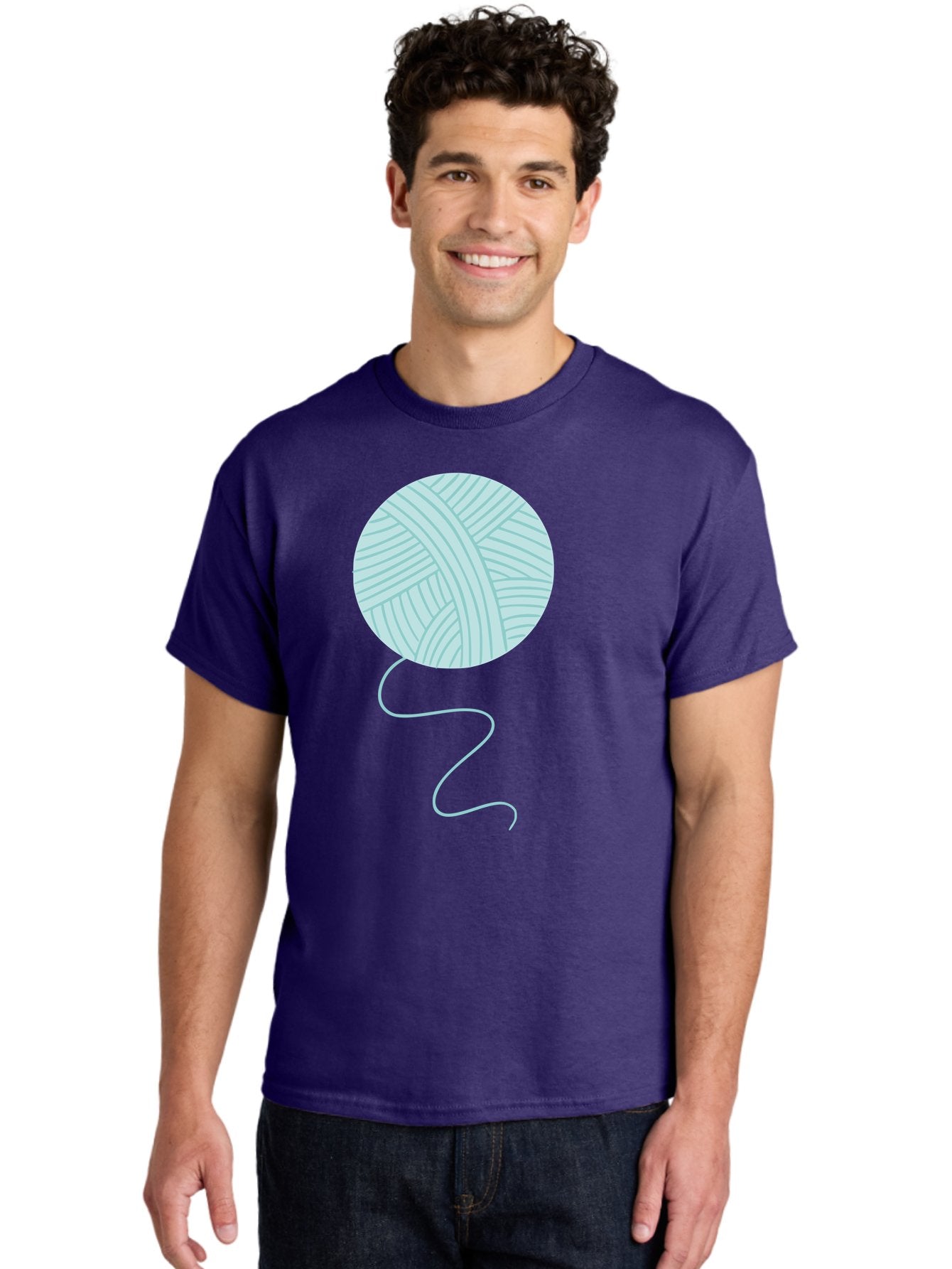 Ball-Of-Yarn Men'S Graphic Tee, 100% Cotton, Comfortable Casual Summer Wear, Machine Washable, Ball Of Yarn, Knitting Supplies, Crafting Essentials, Yarn Thread, Creative Hobbies, Handmade Crafts, Knitting Yarn Aac000 24