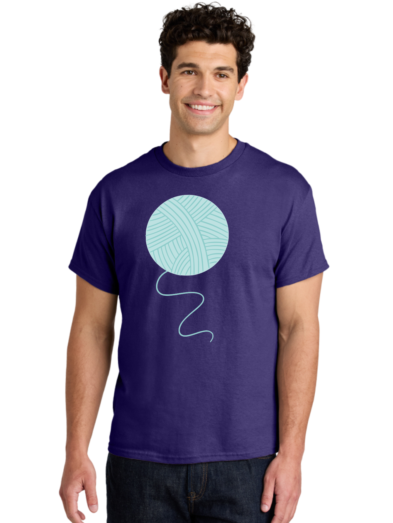 Ball-Of-Yarn Men'S Graphic Tee, 100% Cotton, Comfortable Casual Summer Wear, Machine Washable, Ball Of Yarn, Knitting Supplies, Crafting Essentials, Yarn Thread, Creative Hobbies, Handmade Crafts, Knitting Yarn Aac000 14