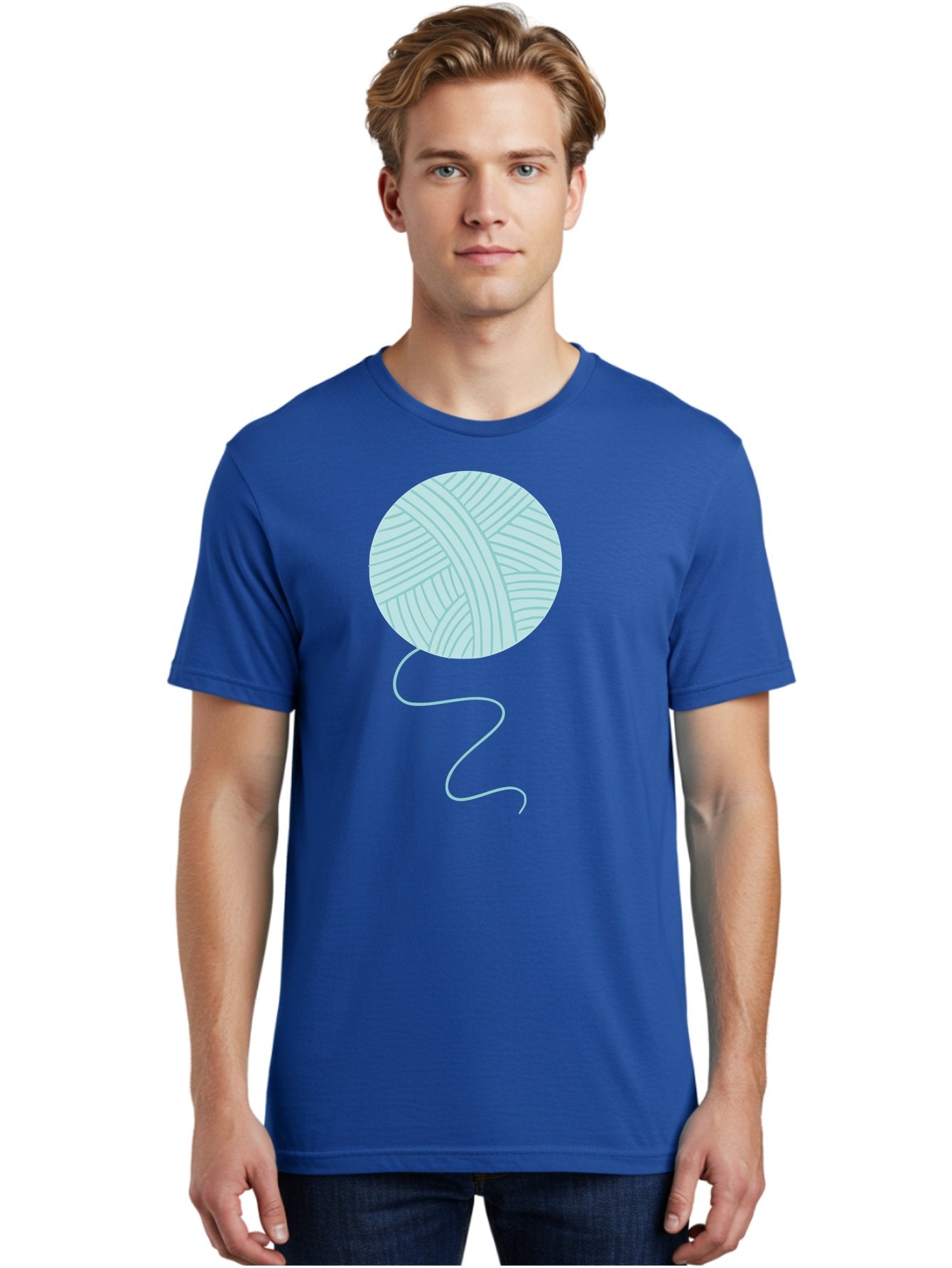 Ball-Of-Yarn Men'S Graphic Tee, 100% Cotton, Comfortable Casual Summer Wear, Machine Washable, Ball Of Yarn, Knitting Supplies, Crafting Essentials, Yarn Thread, Creative Hobbies, Handmade Crafts, Knitting Yarn Aac000 22