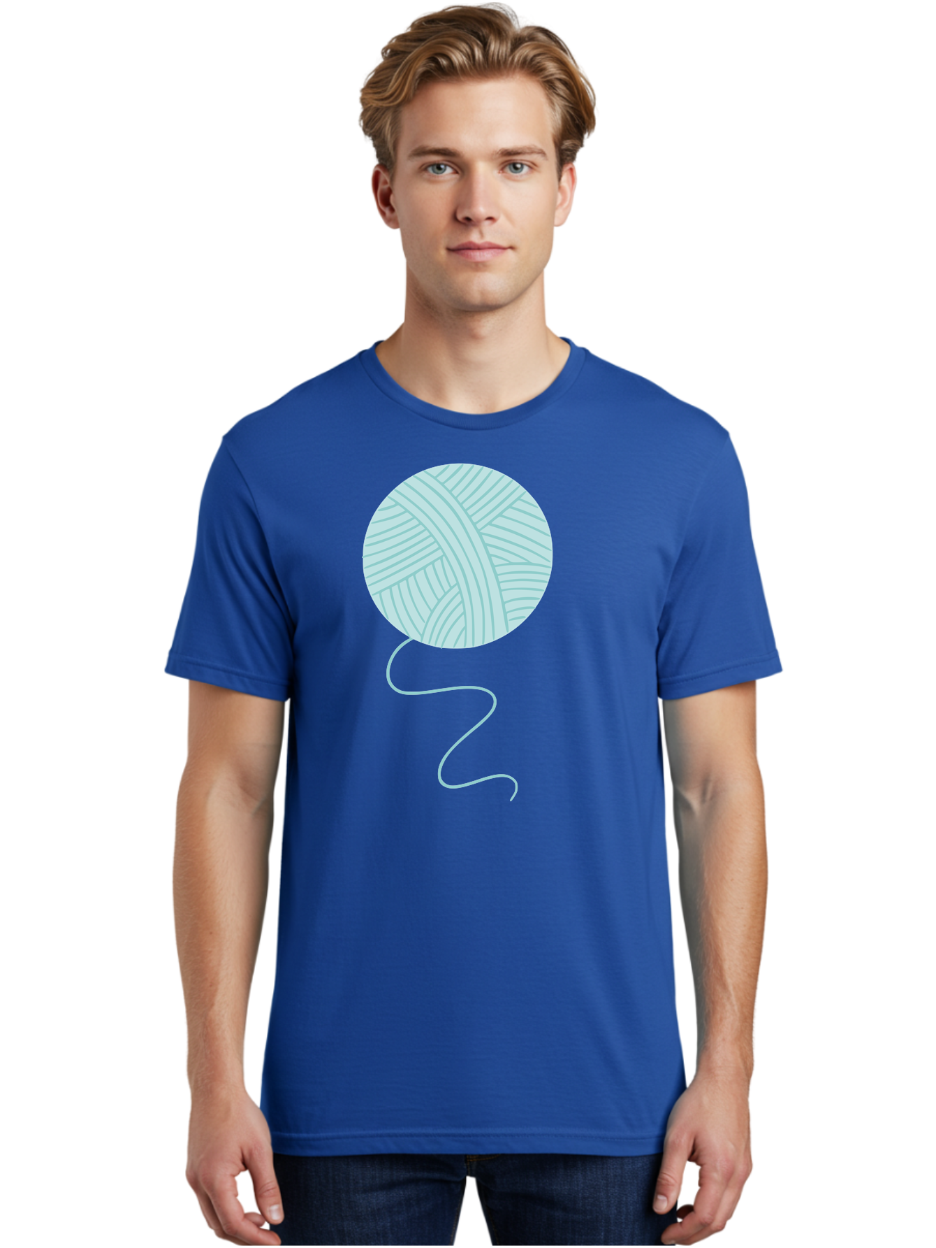 Ball-Of-Yarn Men'S Graphic Tee, 100% Cotton, Comfortable Casual Summer Wear, Machine Washable, Ball Of Yarn, Knitting Supplies, Crafting Essentials, Yarn Thread, Creative Hobbies, Handmade Crafts, Knitting Yarn Aac000 18
