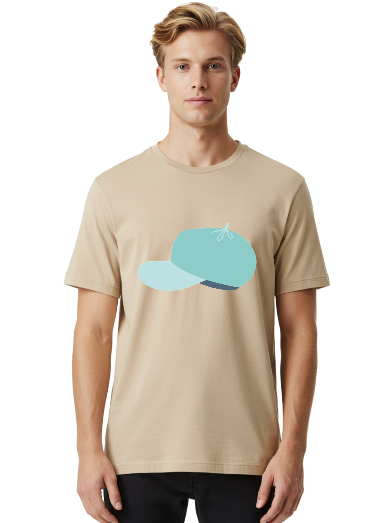 Baseball-Cap Men'S Graphic Tee, 100% Cotton, Comfortable Casual Summer Wear, Machine Washable, Baseball Cap, Sports Headwear, Casual Fashion, Adjustable Cap, Minimalist Design, Simple Style, Cap With Brim Aac001