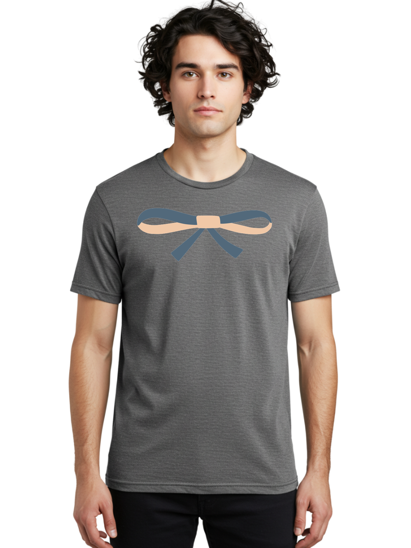 Blue-And-Beige-Bow Men'S Graphic Tee, 100% Cotton, Comfortable Casual Summer Wear, Machine Washable, Gift Wrapping, Decorative Ribbon, Bow Tie, Gift Decoration, Elegant Design, Stylish Presentation, Grey And Beige Ribbon Aac002 14