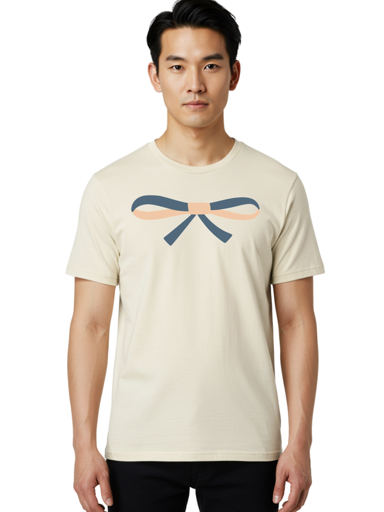 Blue-And-Beige-Bow Men'S Graphic Tee, 100% Cotton, Comfortable Casual Summer Wear, Machine Washable, Gift Wrapping, Decorative Ribbon, Bow Tie, Gift Decoration, Elegant Design, Stylish Presentation, Grey And Beige Ribbon Aac002 20