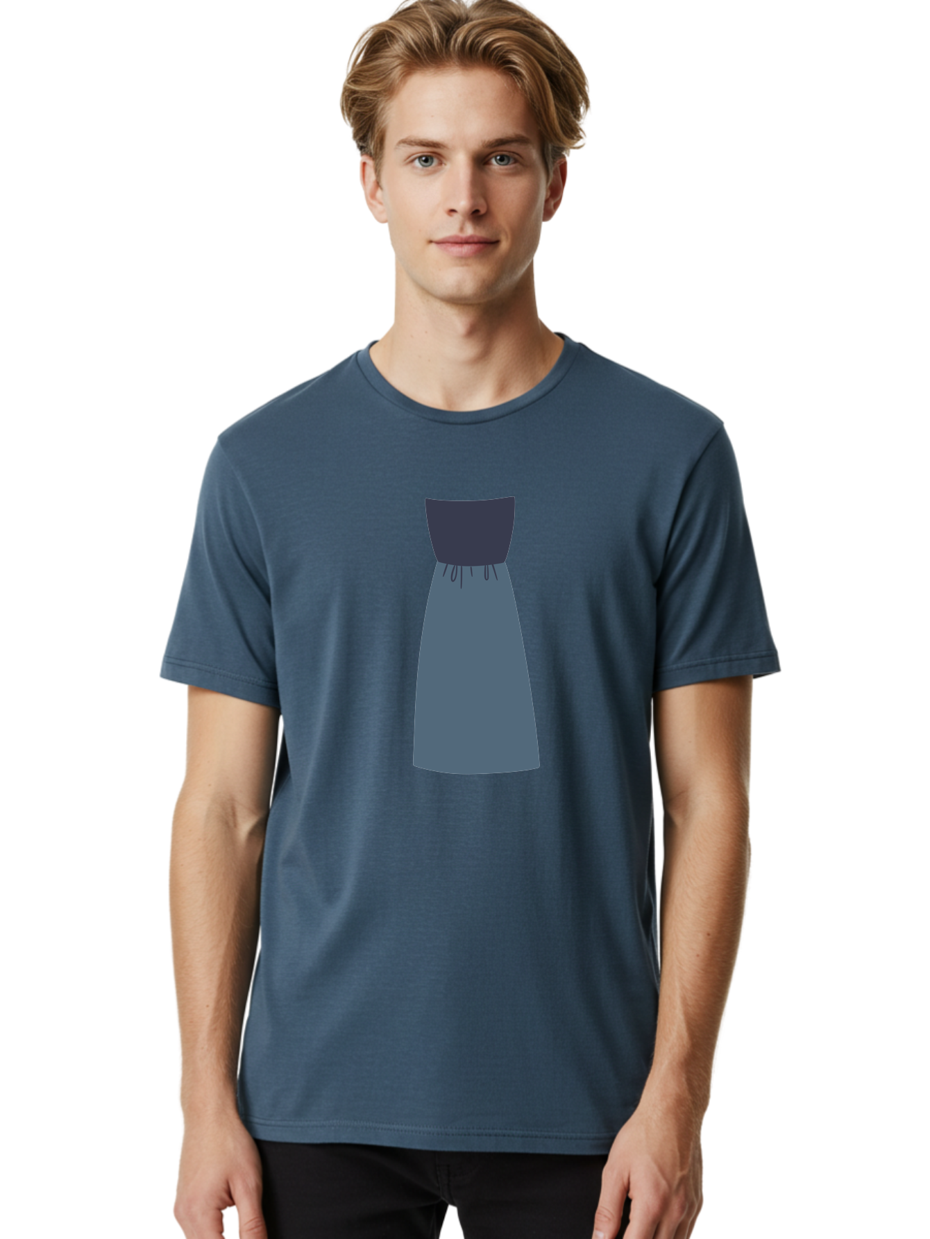 Blue-Dress Men'S Graphic Tee, 100% Cotton, Comfortable Casual Summer Wear, Machine Washable, Casual Dress, Simple Design, Relaxed Fit, Strapless Top, Gathered Waist, Blue Color, Elegant Look, Minimalist Fashion, Stylish Outfit, Everyday Wear Aac003 22