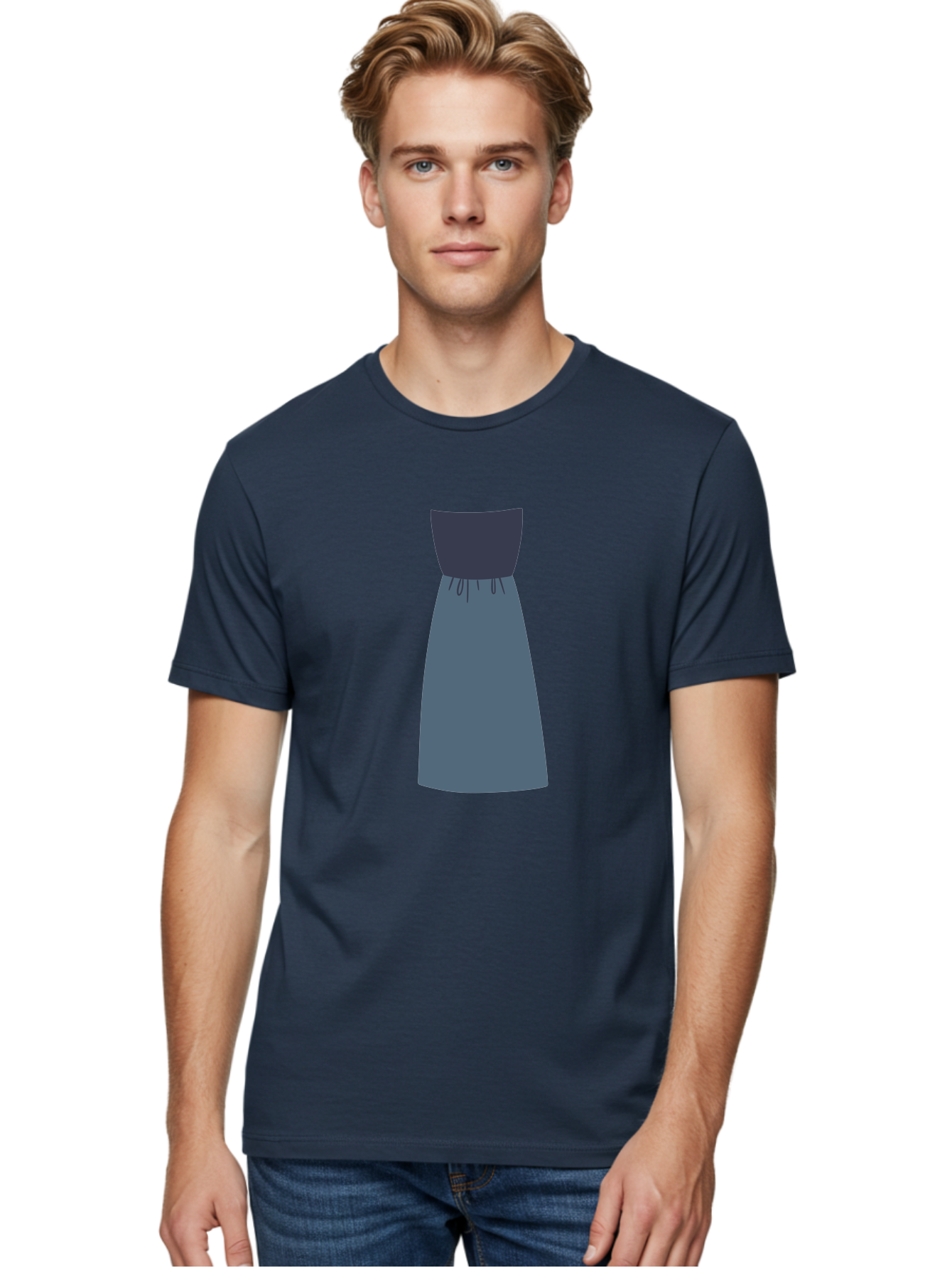 Blue-Dress Men'S Graphic Tee, 100% Cotton, Comfortable Casual Summer Wear, Machine Washable, Casual Dress, Simple Design, Relaxed Fit, Strapless Top, Gathered Waist, Blue Color, Elegant Look, Minimalist Fashion, Stylish Outfit, Everyday Wear Aac003
