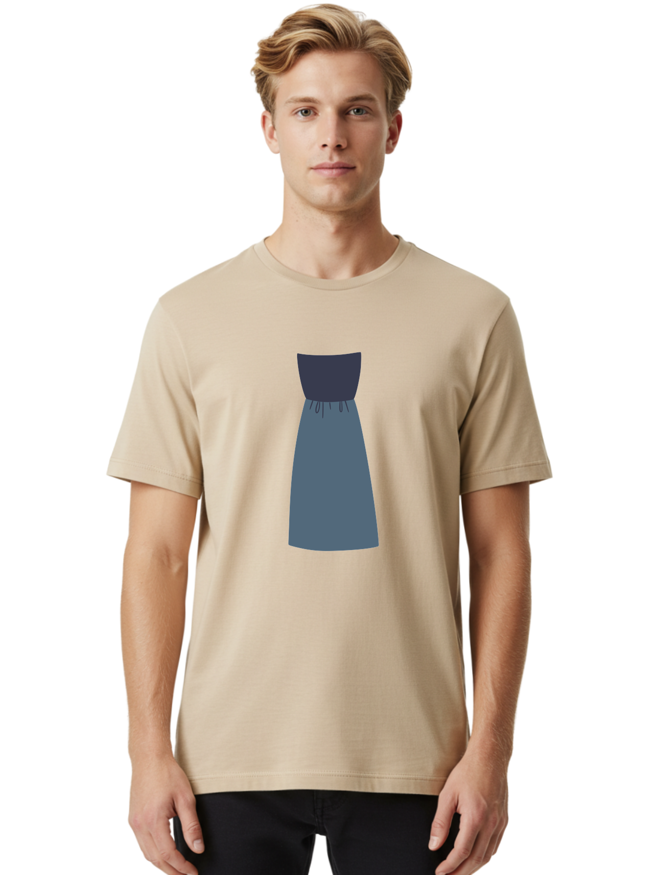 Blue-Dress Men'S Graphic Tee, 100% Cotton, Comfortable Casual Summer Wear, Machine Washable, Casual Dress, Simple Design, Relaxed Fit, Strapless Top, Gathered Waist, Blue Color, Elegant Look, Minimalist Fashion, Stylish Outfit, Everyday Wear Aac003 18