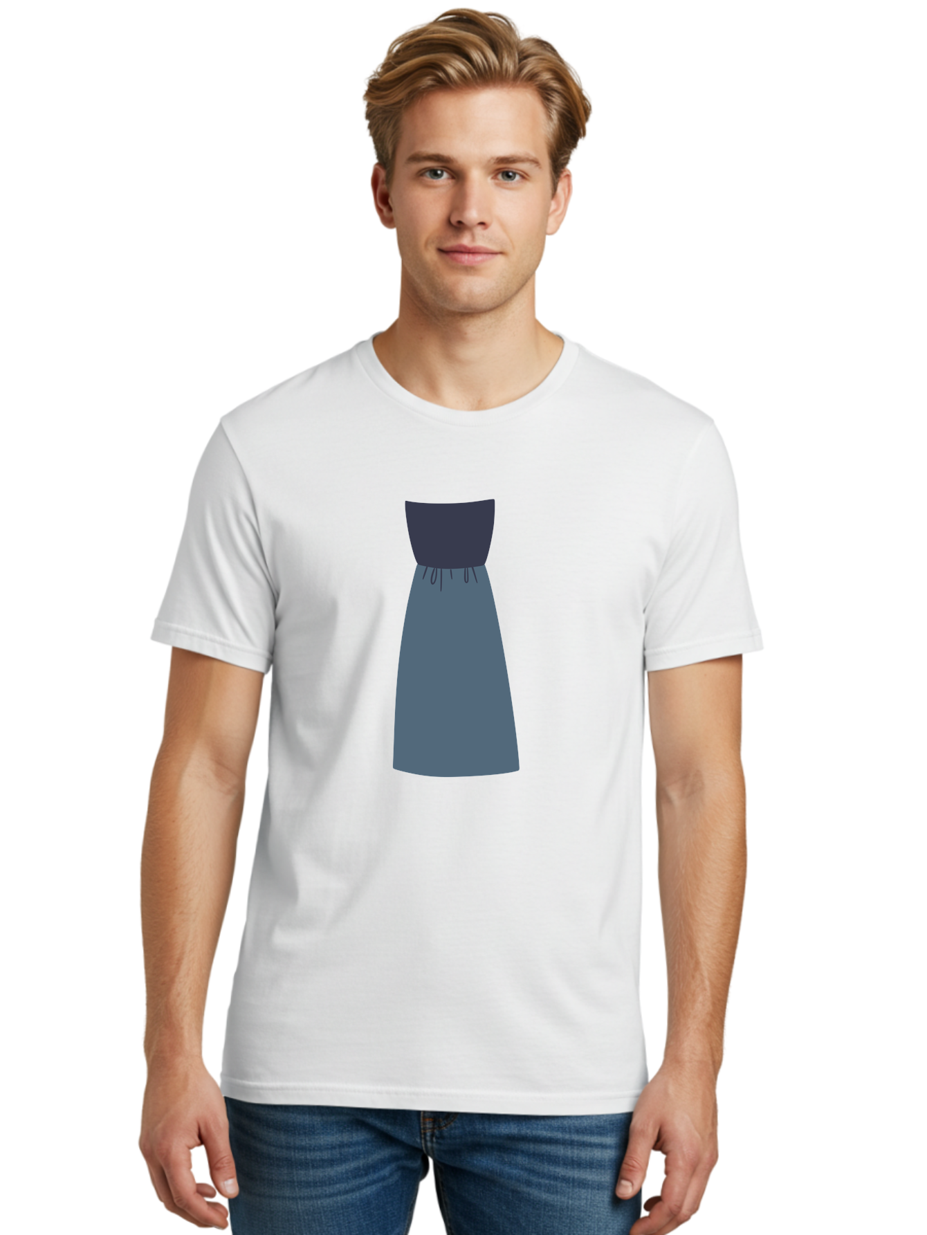 Blue-Dress Men'S Graphic Tee, 100% Cotton, Comfortable Casual Summer Wear, Machine Washable, Casual Dress, Simple Design, Relaxed Fit, Strapless Top, Gathered Waist, Blue Color, Elegant Look, Minimalist Fashion, Stylish Outfit, Everyday Wear Aac003 20