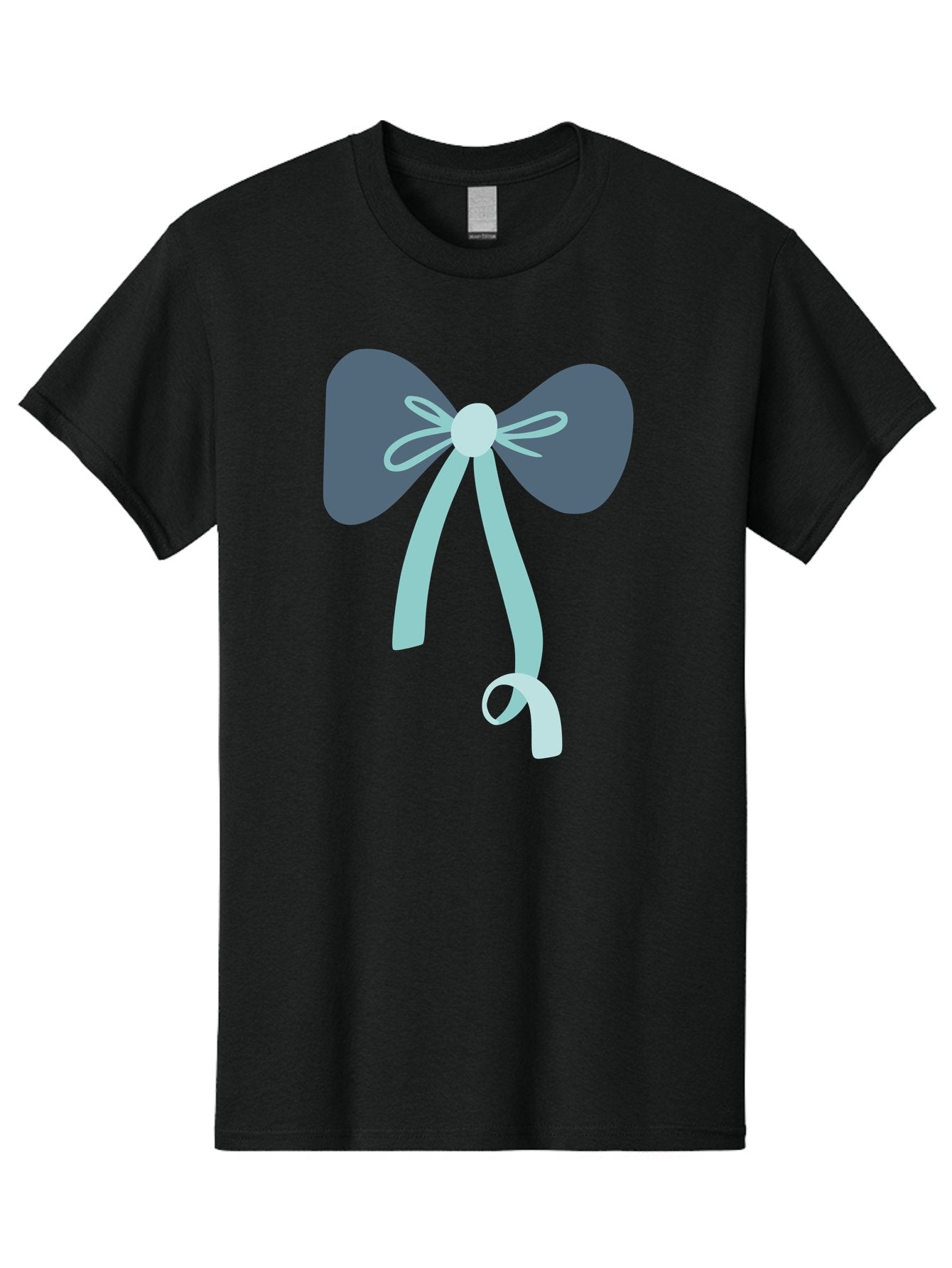 Bow-Ribbon Men'S Graphic Tee, 100% Cotton, Comfortable Casual Summer Wear, Machine Washable, Grey Bow, Blue Ribbon, Decorative Bow, Elegant Design, Stylish Accessory, Fashion Embellishment, Gift Wrapping, Party Decoration Aac004
