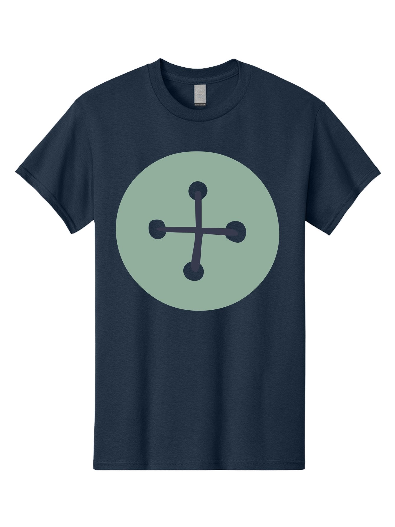 Button Men'S Graphic Tee, 100% Cotton, Comfortable Casual Summer Wear, Machine Washable, Dark Gray Plus Sign, Gray Circle, Green Dots, Simple Graphic, Minimalist Design, Geometric Shape, Abstract Art Aac005 10