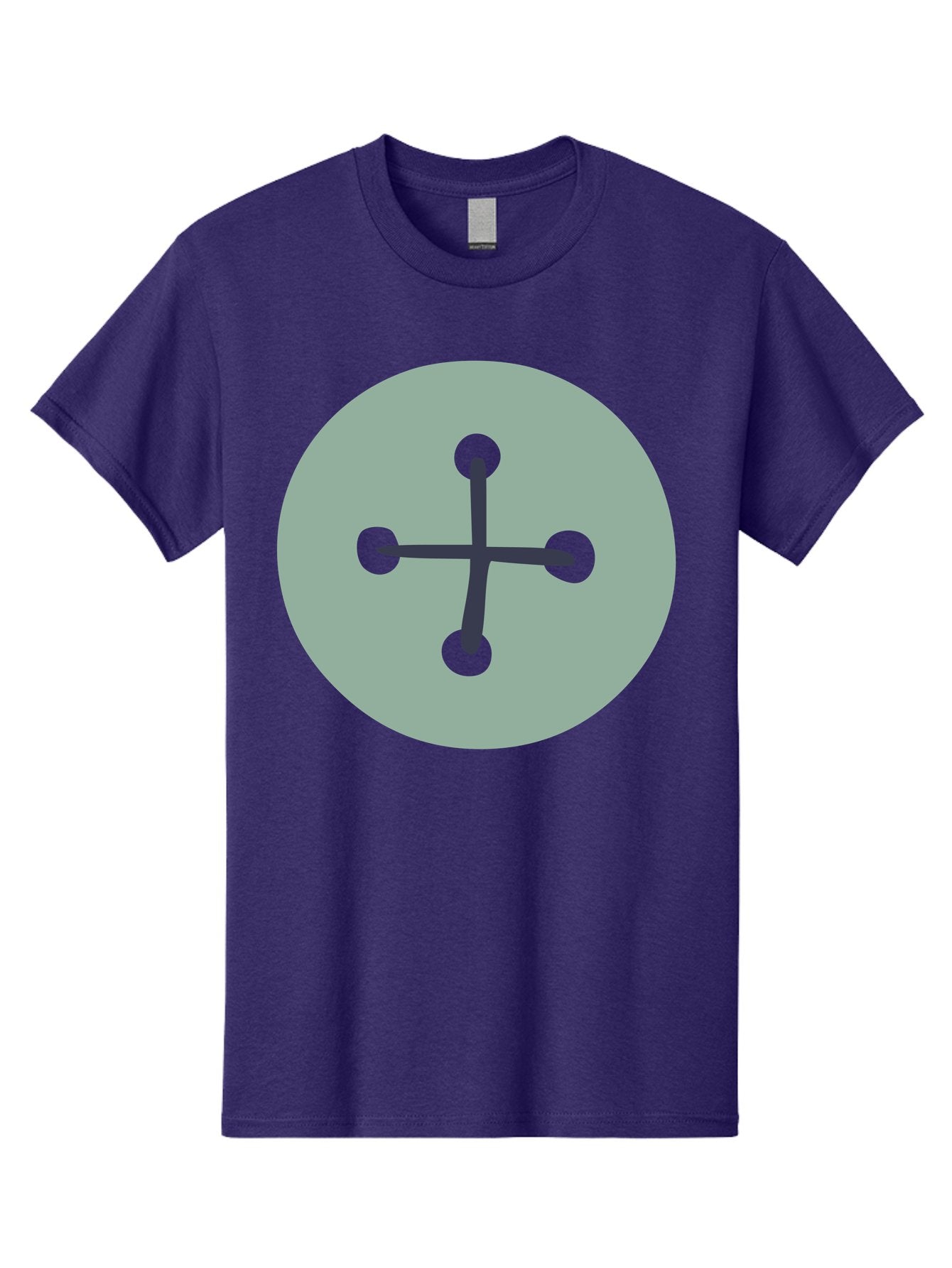 Button Men'S Graphic Tee, 100% Cotton, Comfortable Casual Summer Wear, Machine Washable, Dark Gray Plus Sign, Gray Circle, Green Dots, Simple Graphic, Minimalist Design, Geometric Shape, Abstract Art Aac005 12