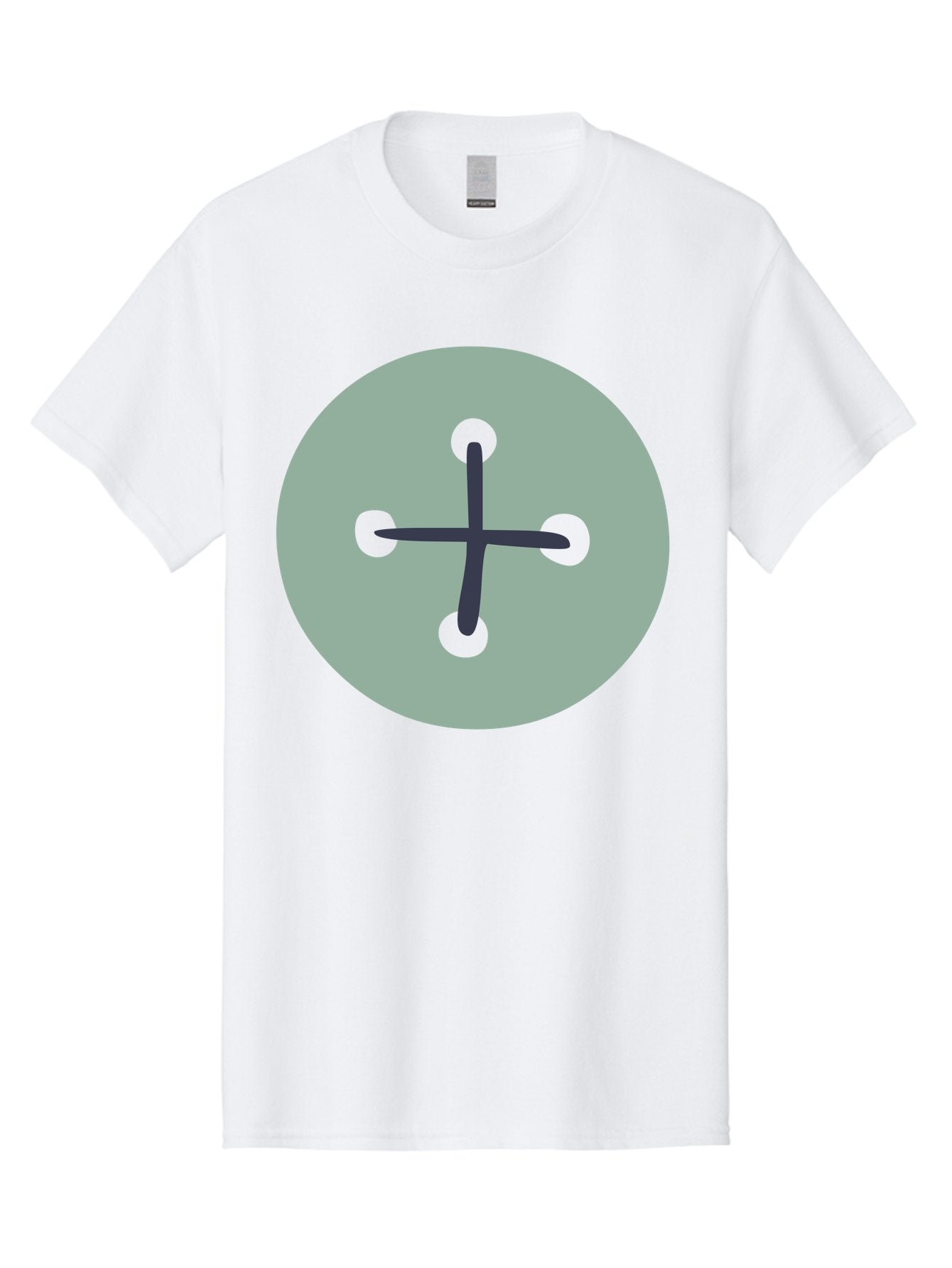 Button Men'S Graphic Tee, 100% Cotton, Comfortable Casual Summer Wear, Machine Washable, Dark Gray Plus Sign, Gray Circle, Green Dots, Simple Graphic, Minimalist Design, Geometric Shape, Abstract Art Aac005 6