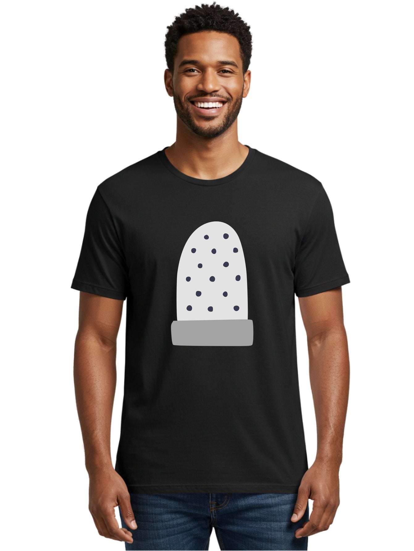 Cactus Men'S Graphic Tee, 100% Cotton, Comfortable Casual Summer Wear, Machine Washable, Cactus Plant, Potted Cactus, White Cactus, Black Dots, Simple Design, Modern Art, Minimalist Style, Abstract Shape, Decorative Element, Aac006 27