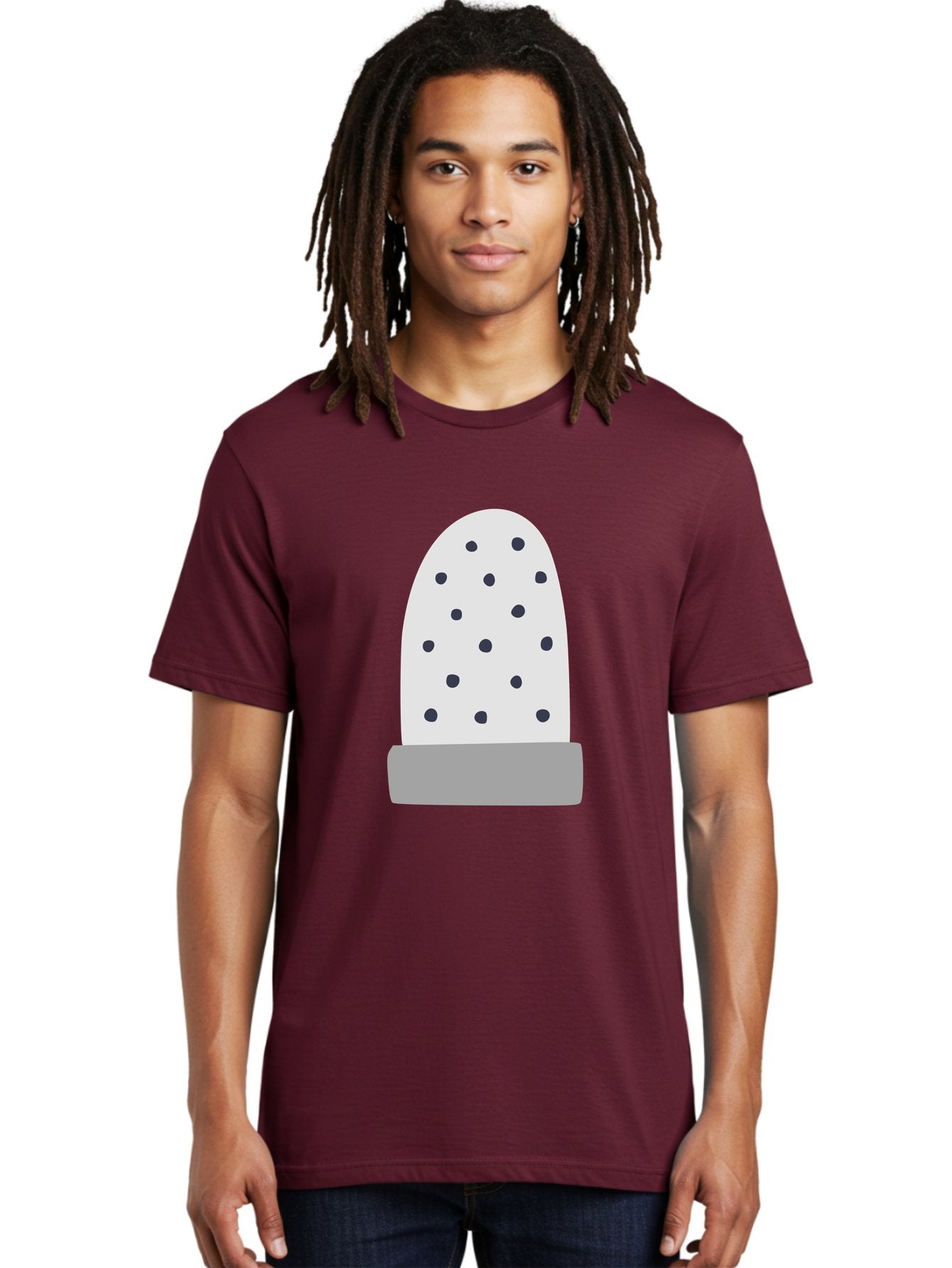 Cactus Men'S Graphic Tee, 100% Cotton, Comfortable Casual Summer Wear, Machine Washable, Cactus Plant, Potted Cactus, White Cactus, Black Dots, Simple Design, Modern Art, Minimalist Style, Abstract Shape, Decorative Element, Aac006 24