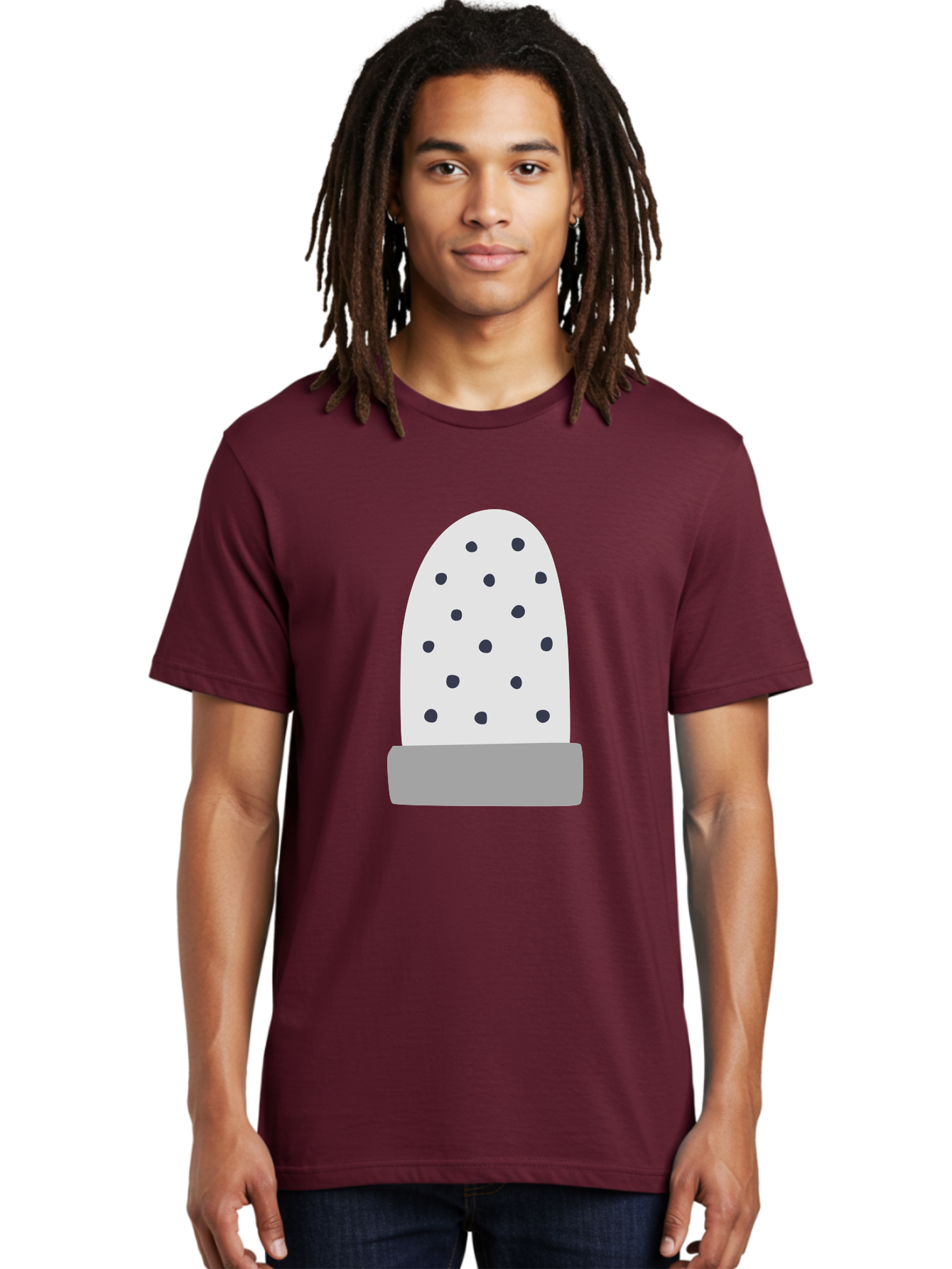 Cactus Men'S Graphic Tee, 100% Cotton, Comfortable Casual Summer Wear, Machine Washable, Cactus Plant, Potted Cactus, White Cactus, Black Dots, Simple Design, Modern Art, Minimalist Style, Abstract Shape, Decorative Element, Aac006 14