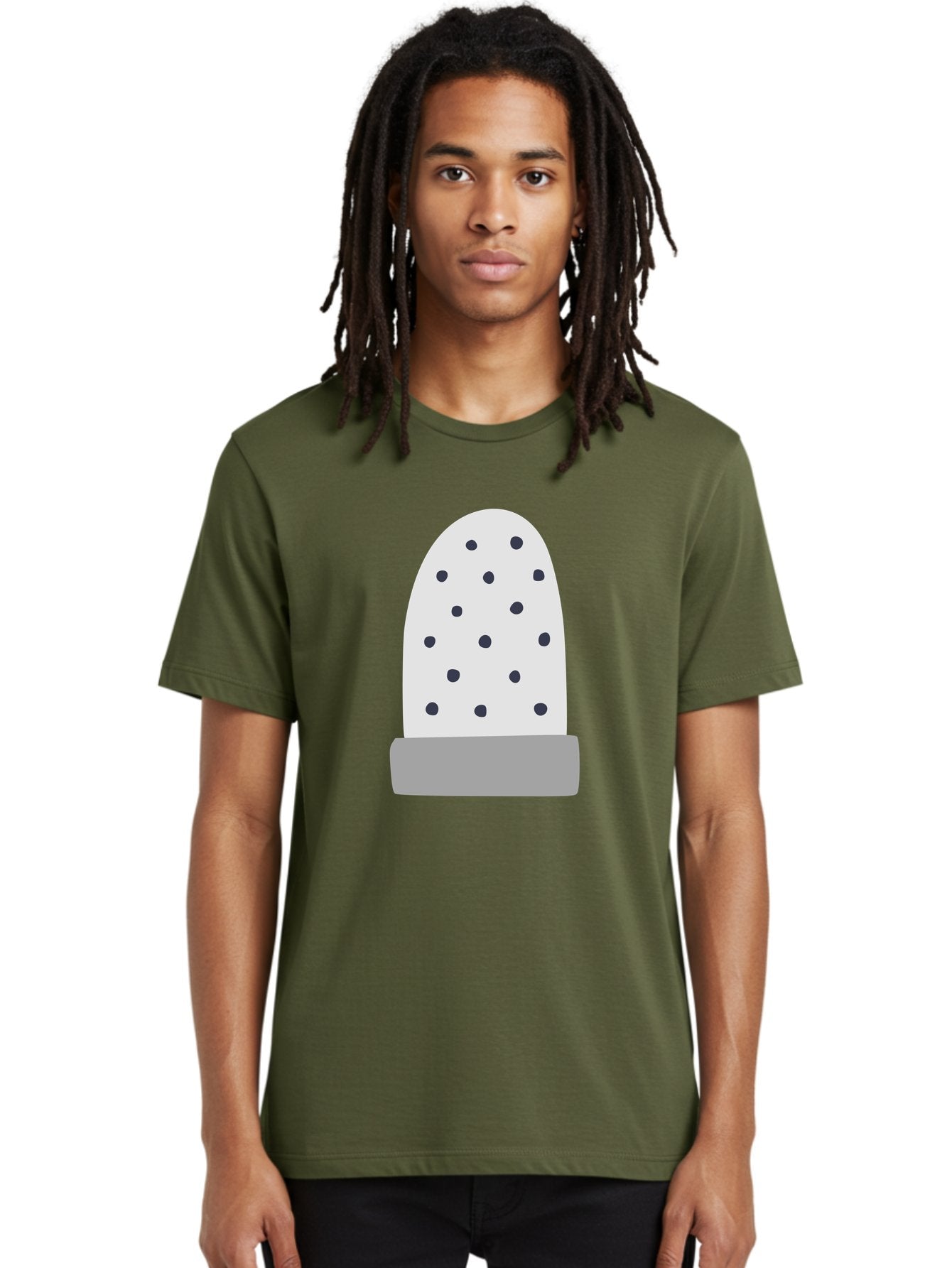 Cactus Men'S Graphic Tee, 100% Cotton, Comfortable Casual Summer Wear, Machine Washable, Cactus Plant, Potted Cactus, White Cactus, Black Dots, Simple Design, Modern Art, Minimalist Style, Abstract Shape, Decorative Element, Aac006 20