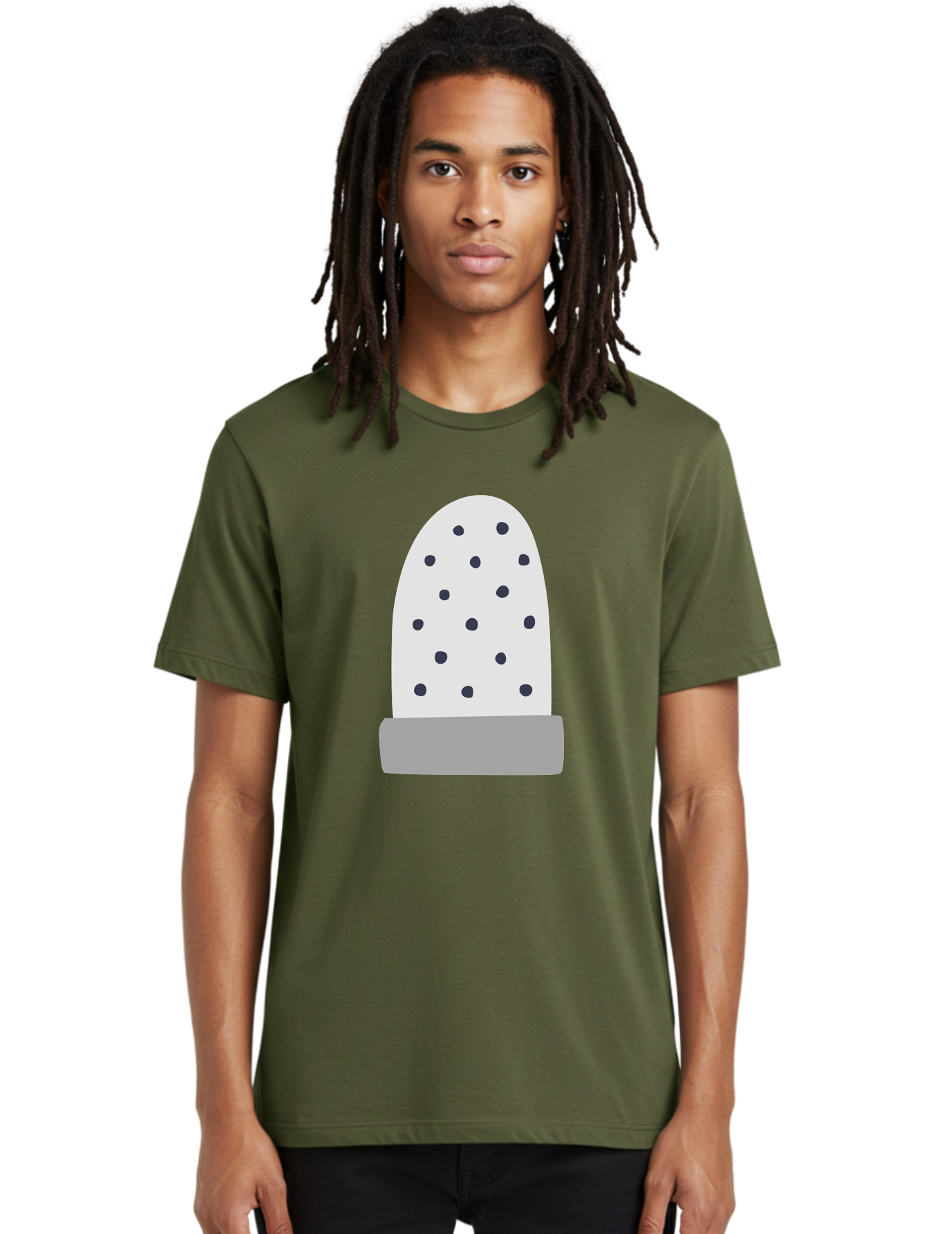 Cactus Men'S Graphic Tee, 100% Cotton, Comfortable Casual Summer Wear, Machine Washable, Cactus Plant, Potted Cactus, White Cactus, Black Dots, Simple Design, Modern Art, Minimalist Style, Abstract Shape, Decorative Element, Aac006 30