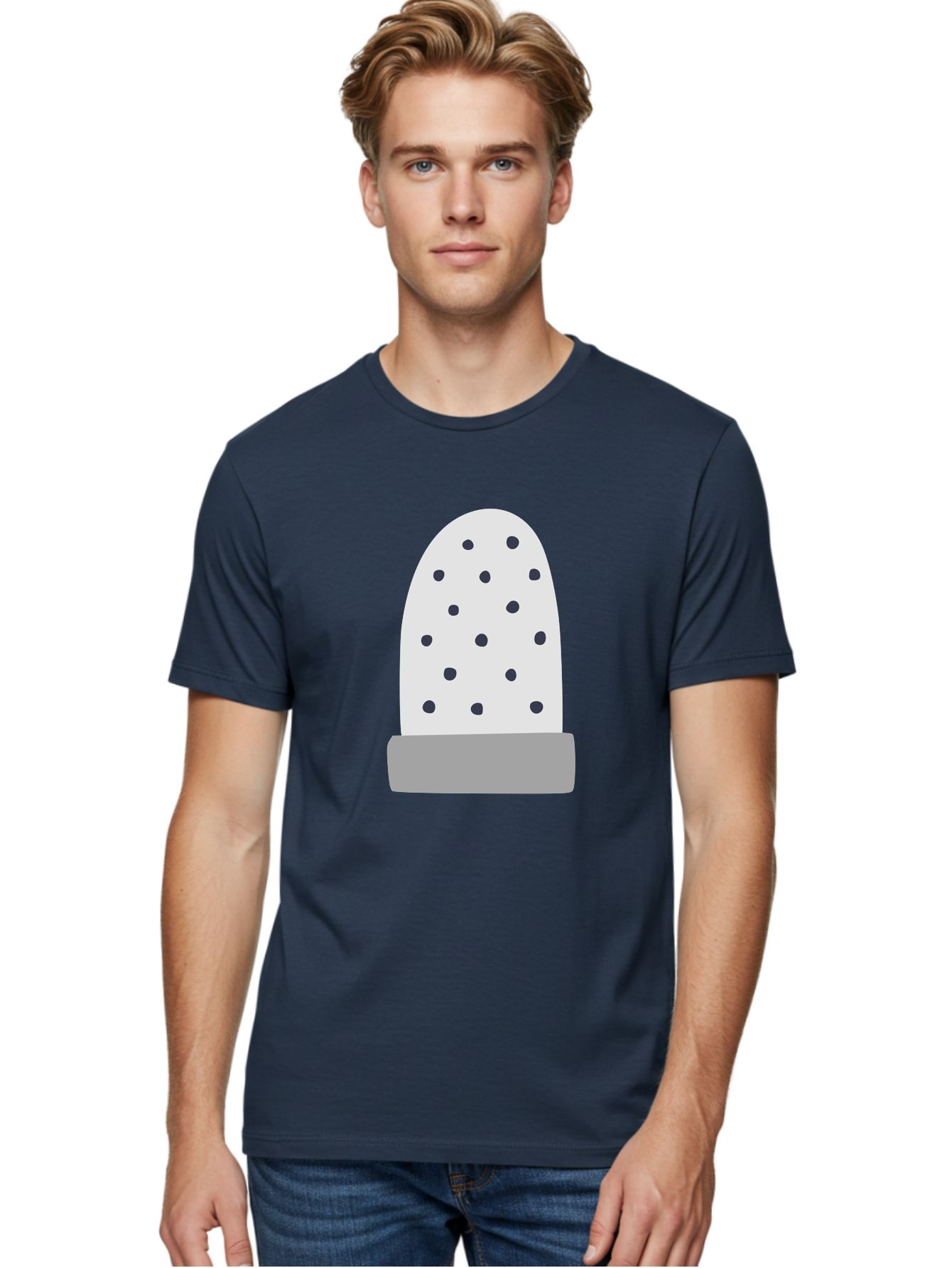 Cactus Men'S Graphic Tee, 100% Cotton, Comfortable Casual Summer Wear, Machine Washable, Cactus Plant, Potted Cactus, White Cactus, Black Dots, Simple Design, Modern Art, Minimalist Style, Abstract Shape, Decorative Element, Aac006 20