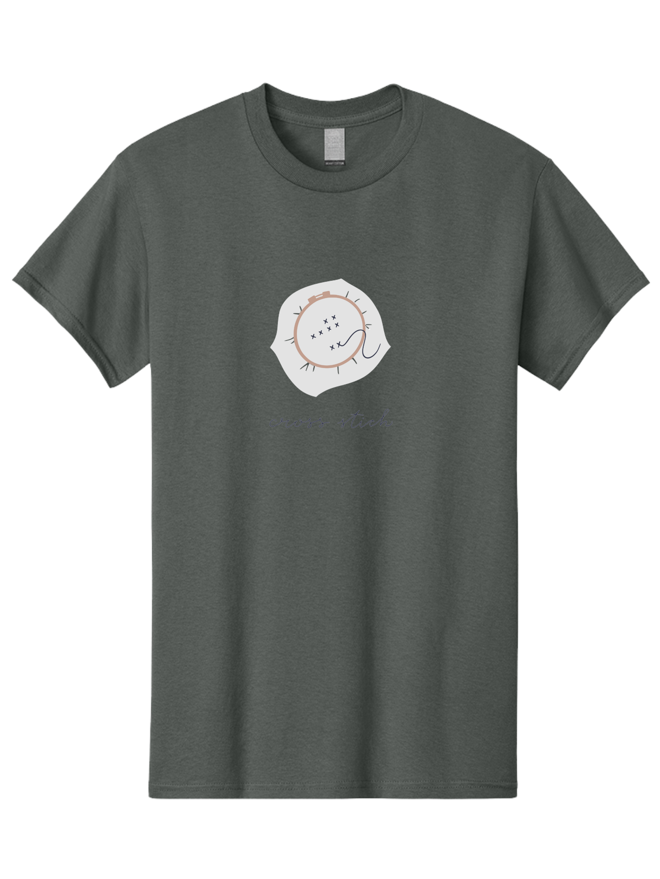 Cross-Stitch-1 Men'S Graphic Tee, 100% Cotton, Comfortable Casual Summer Wear, Machine Washable, Embroidery Hoop, Cross Stitch Pattern, Needlework Art, Hand-Stitched Design, Black Thread, Needle And Thread, Embroidery Inspiration, Aac010