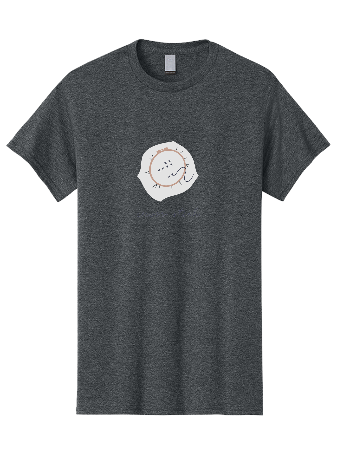 Cross-Stitch-1 Men'S Graphic Tee, 100% Cotton, Comfortable Casual Summer Wear, Machine Washable, Embroidery Hoop, Cross Stitch Pattern, Needlework Art, Hand-Stitched Design, Black Thread, Needle And Thread, Embroidery Inspiration, Aac010 25