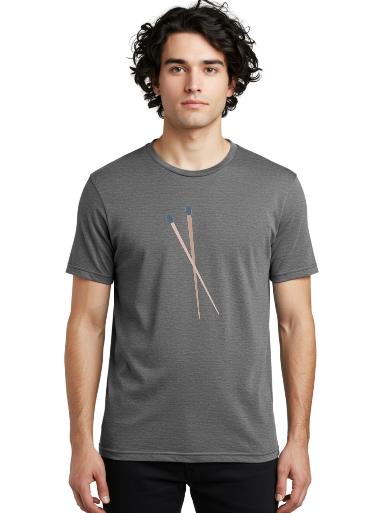 Crossed-Matches Men'S Graphic Tee, 100% Cotton, Comfortable Casual Summer Wear, Machine Washable, Crossed Matches, Matchsticks, Fire Starters, Wooden Sticks, Gray Match Heads, Simple Design, Minimalist Art, Everyday Objects, Fire Safety Aac012 22