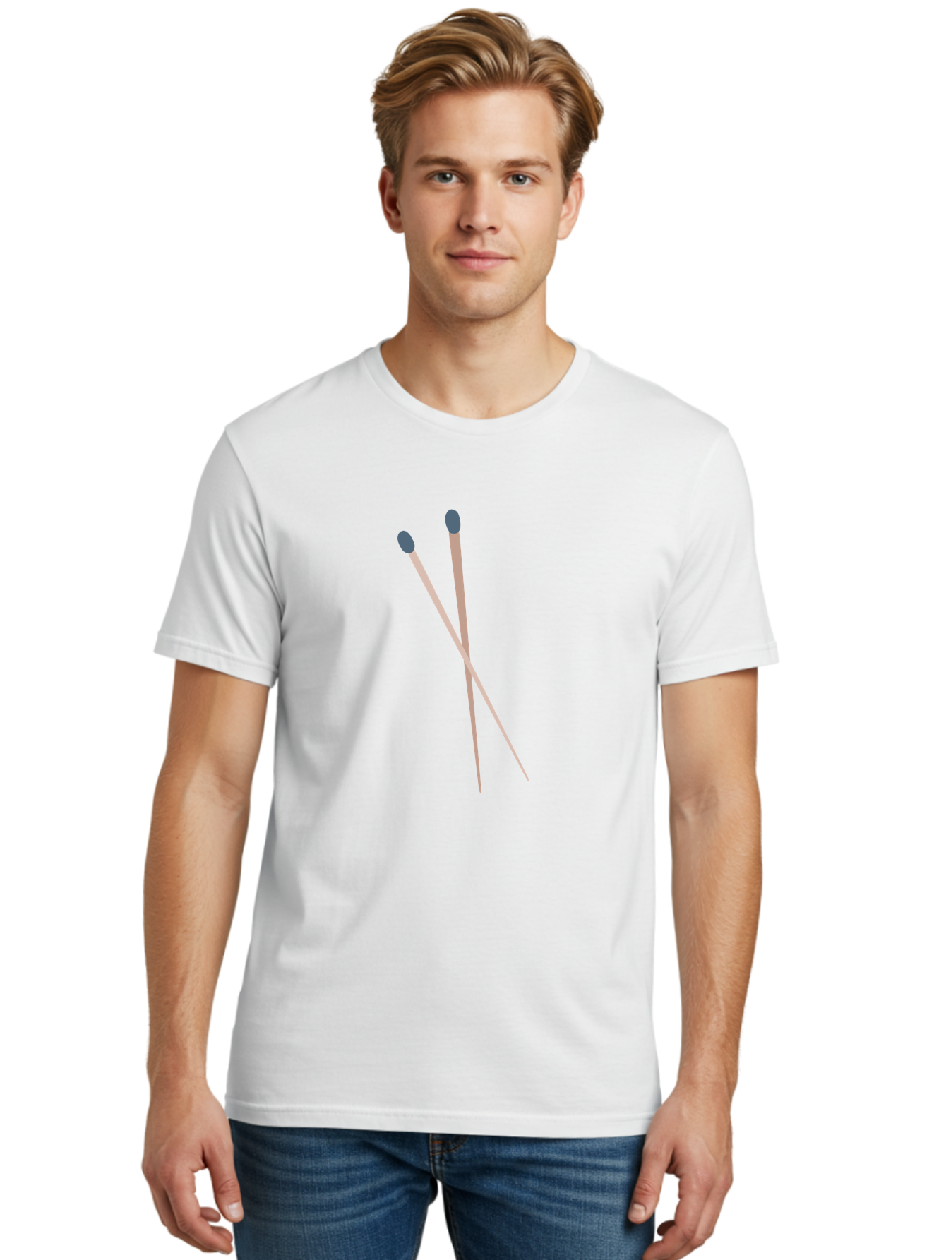 Crossed-Matches Men'S Graphic Tee, 100% Cotton, Comfortable Casual Summer Wear, Machine Washable, Crossed Matches, Matchsticks, Fire Starters, Wooden Sticks, Gray Match Heads, Simple Design, Minimalist Art, Everyday Objects, Fire Safety Aac012 4