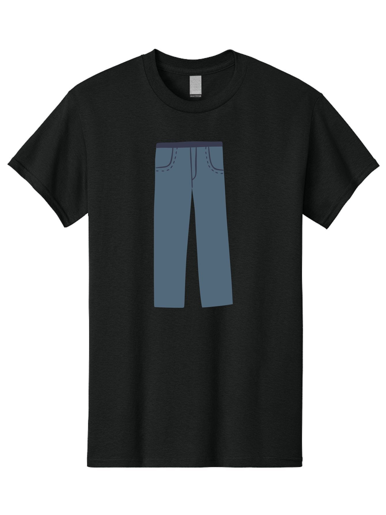 Dark-Blue-Jeans Men'S Graphic Tee, 100% Cotton, Comfortable Casual Summer Wear, Machine Washable, Gray Trousers, Straight Leg Pants, Simple Design, Minimalist Style, Fashion Illustration, Clothing Graphic, Dark Gray Color Aac014 10