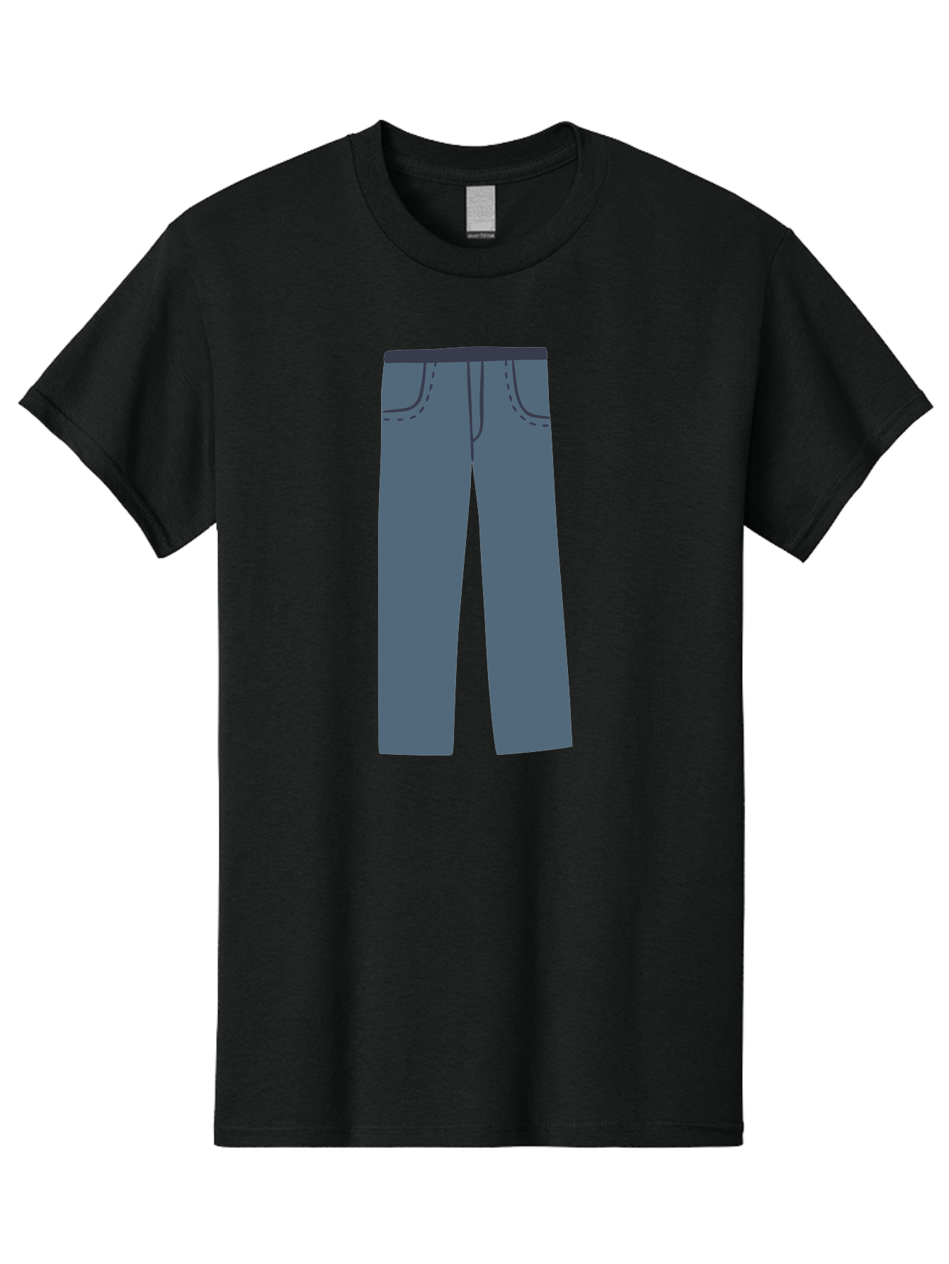 Dark-Blue-Jeans Men'S Graphic Tee, 100% Cotton, Comfortable Casual Summer Wear, Machine Washable, Gray Trousers, Straight Leg Pants, Simple Design, Minimalist Style, Fashion Illustration, Clothing Graphic, Dark Gray Color Aac014 27