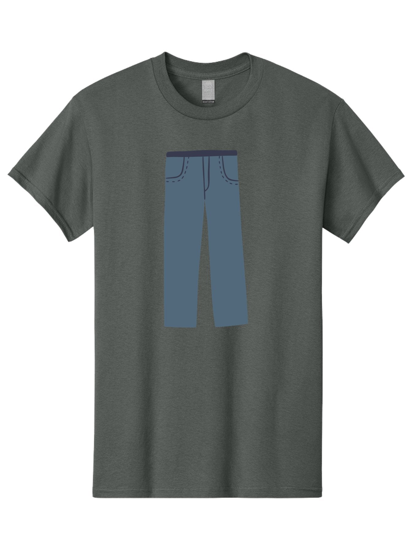 Dark-Blue-Jeans Men'S Graphic Tee, 100% Cotton, Comfortable Casual Summer Wear, Machine Washable, Gray Trousers, Straight Leg Pants, Simple Design, Minimalist Style, Fashion Illustration, Clothing Graphic, Dark Gray Color Aac014 3