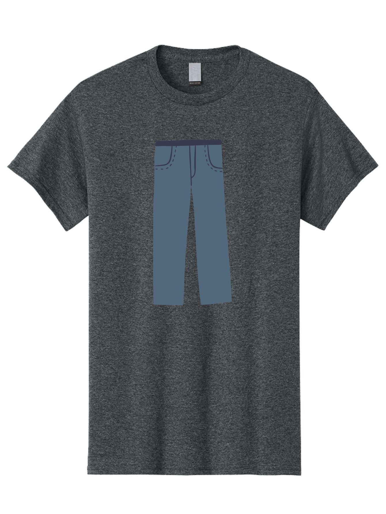 Dark-Blue-Jeans Men'S Graphic Tee, 100% Cotton, Comfortable Casual Summer Wear, Machine Washable, Gray Trousers, Straight Leg Pants, Simple Design, Minimalist Style, Fashion Illustration, Clothing Graphic, Dark Gray Color Aac014 8