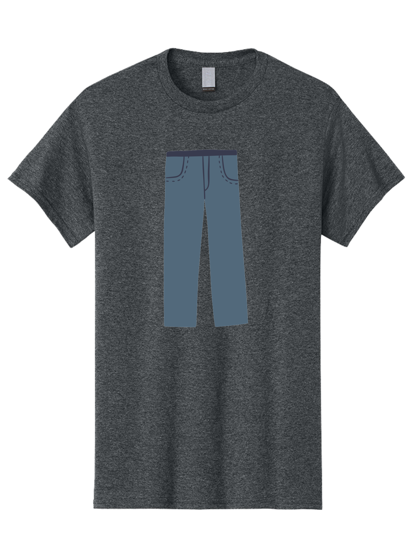 Dark-Blue-Jeans Men'S Graphic Tee, 100% Cotton, Comfortable Casual Summer Wear, Machine Washable, Gray Trousers, Straight Leg Pants, Simple Design, Minimalist Style, Fashion Illustration, Clothing Graphic, Dark Gray Color Aac014 11
