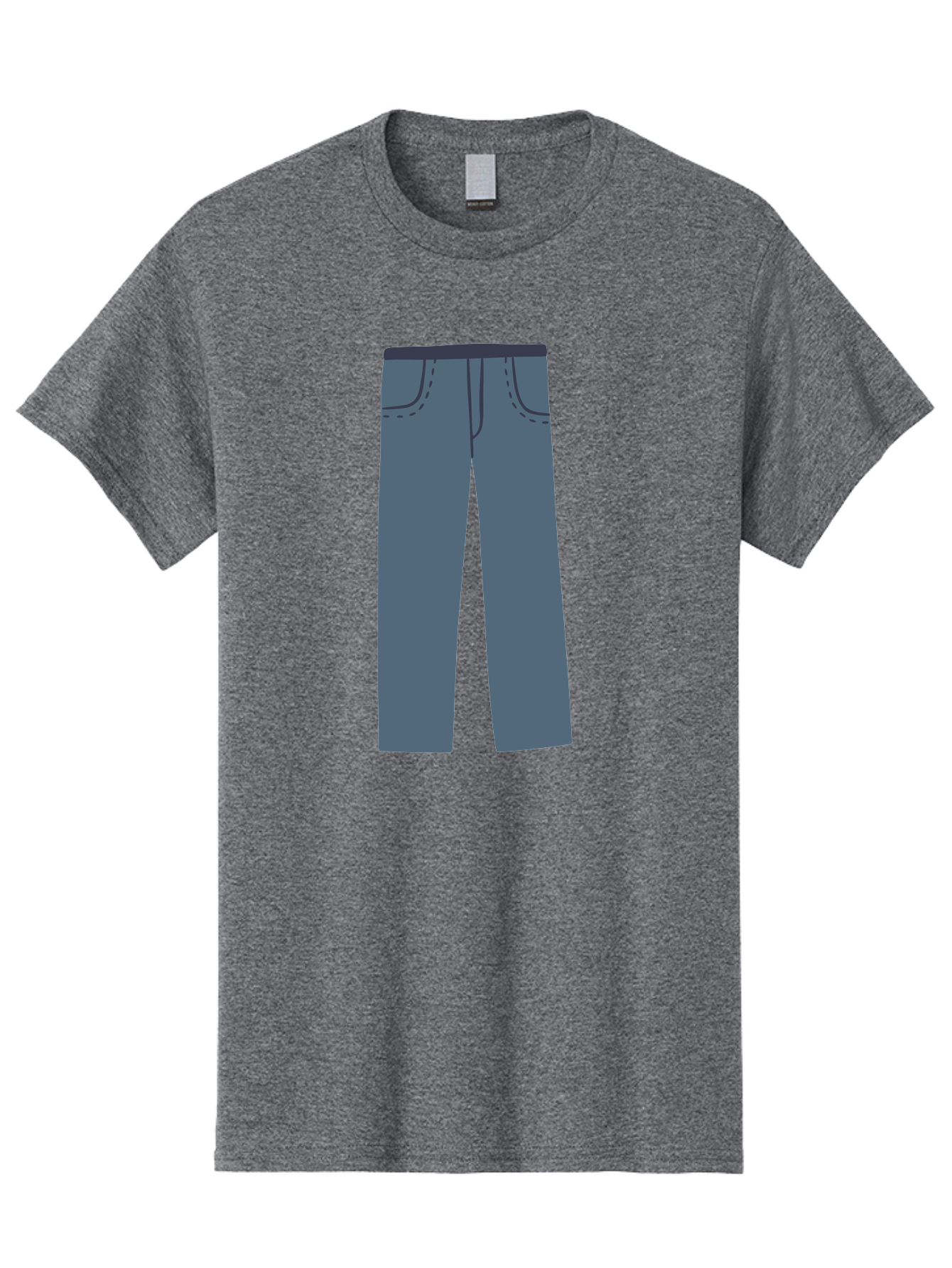 Dark-Blue-Jeans Men'S Graphic Tee, 100% Cotton, Comfortable Casual Summer Wear, Machine Washable, Gray Trousers, Straight Leg Pants, Simple Design, Minimalist Style, Fashion Illustration, Clothing Graphic, Dark Gray Color Aac014 9