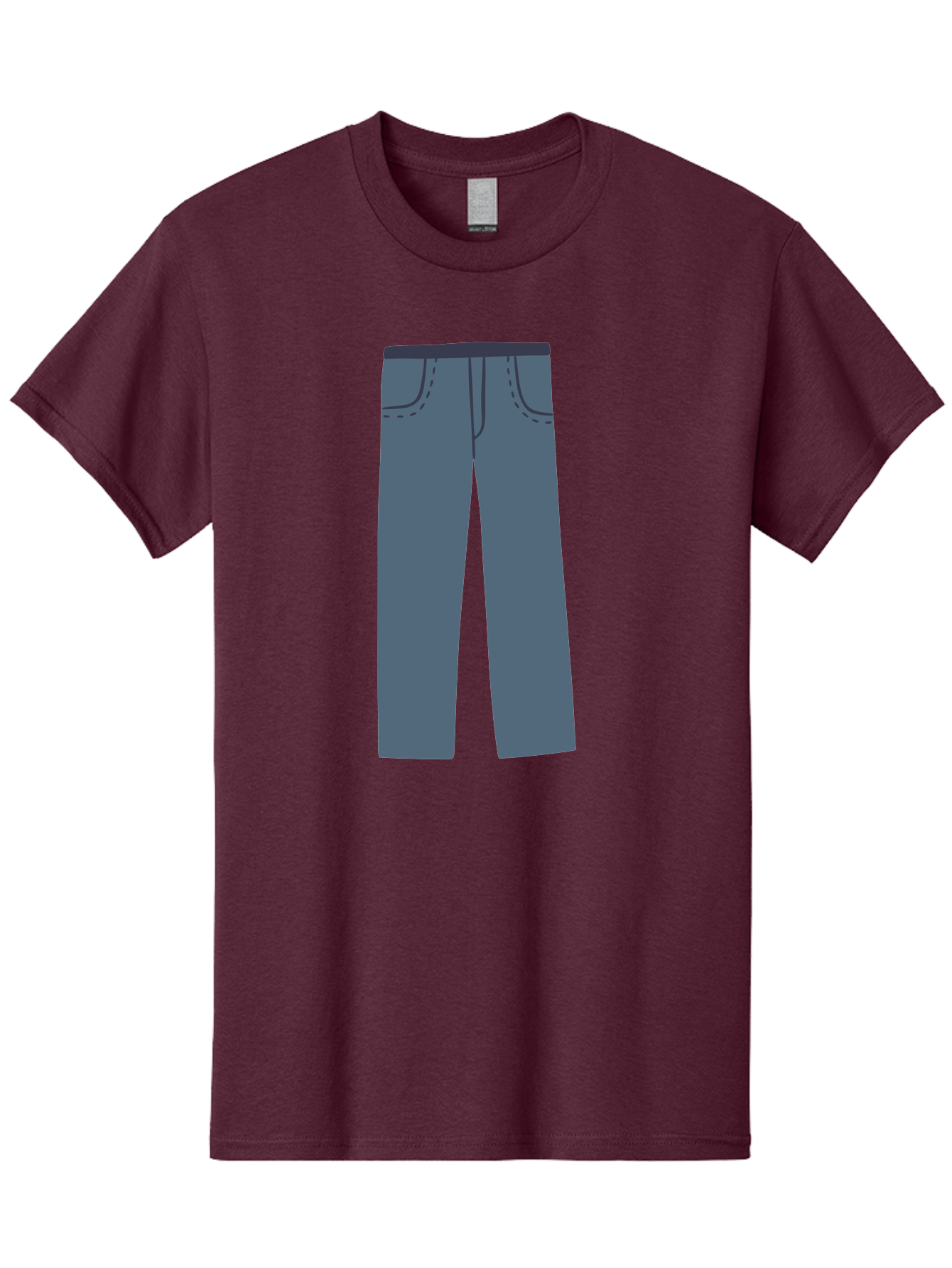 Dark-Blue-Jeans Men'S Graphic Tee, 100% Cotton, Comfortable Casual Summer Wear, Machine Washable, Gray Trousers, Straight Leg Pants, Simple Design, Minimalist Style, Fashion Illustration, Clothing Graphic, Dark Gray Color Aac014 19
