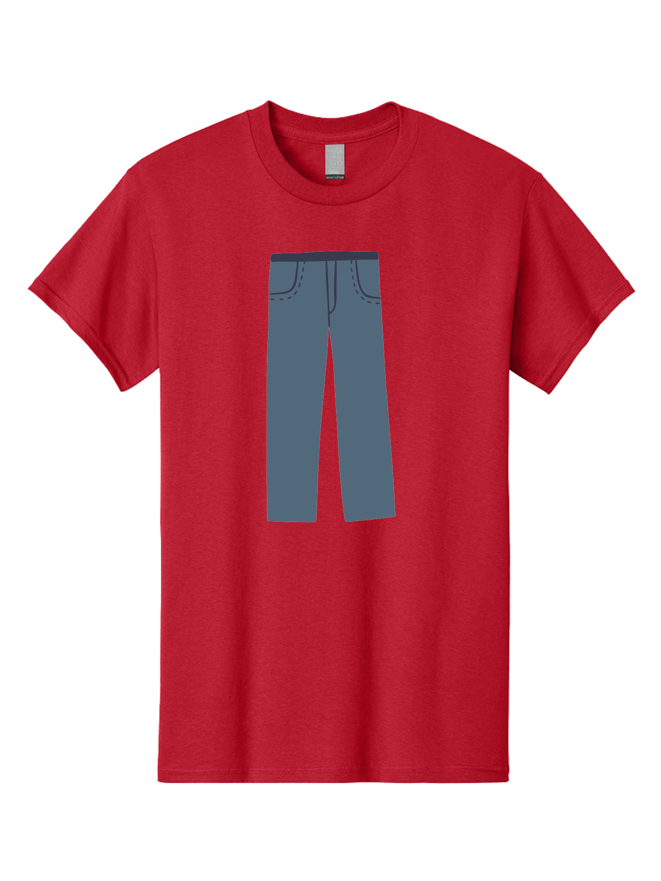 Dark-Blue-Jeans Men'S Graphic Tee, 100% Cotton, Comfortable Casual Summer Wear, Machine Washable, Gray Trousers, Straight Leg Pants, Simple Design, Minimalist Style, Fashion Illustration, Clothing Graphic, Dark Gray Color Aac014 3