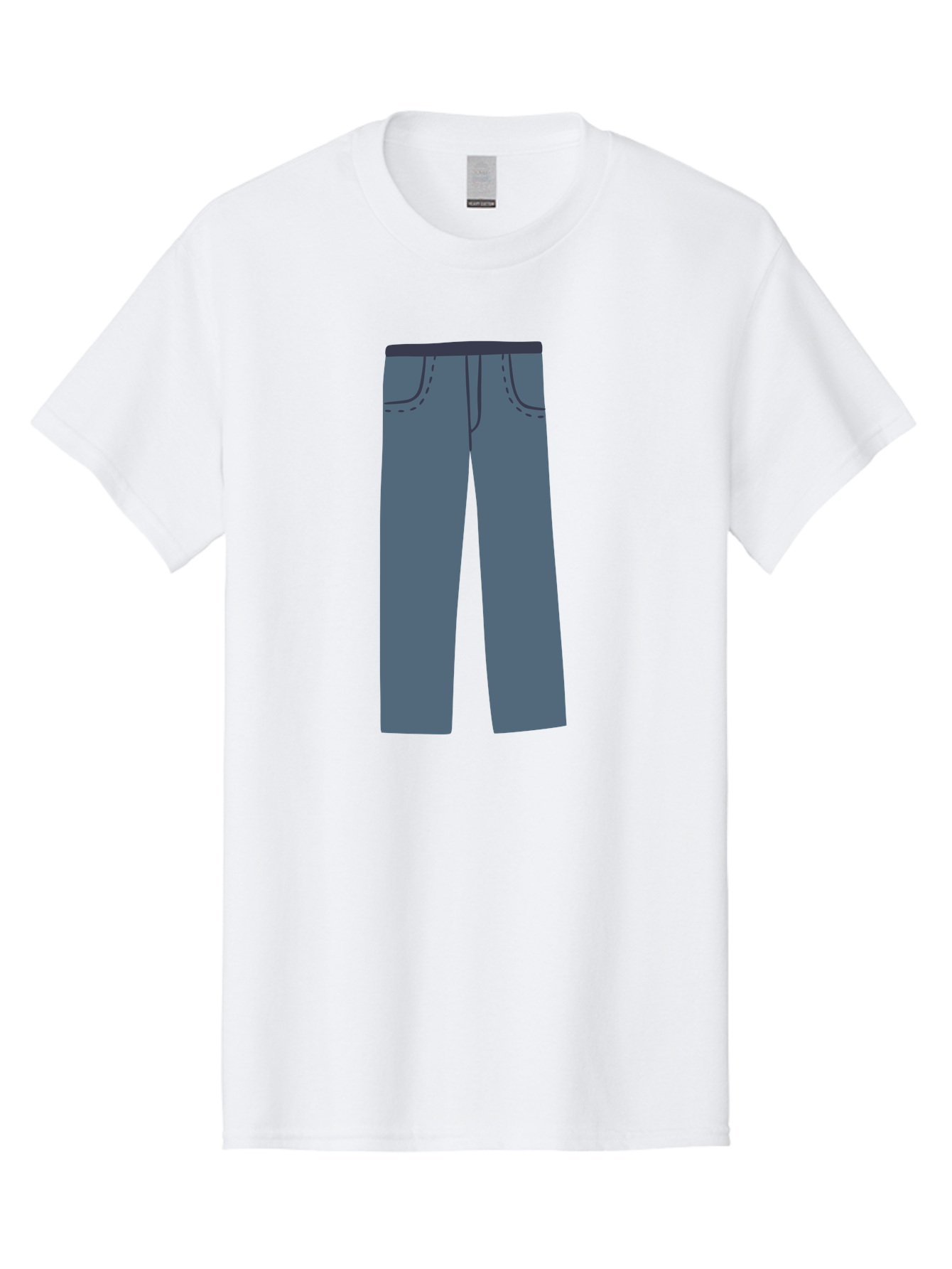 Dark-Blue-Jeans Men'S Graphic Tee, 100% Cotton, Comfortable Casual Summer Wear, Machine Washable, Gray Trousers, Straight Leg Pants, Simple Design, Minimalist Style, Fashion Illustration, Clothing Graphic, Dark Gray Color Aac014 23