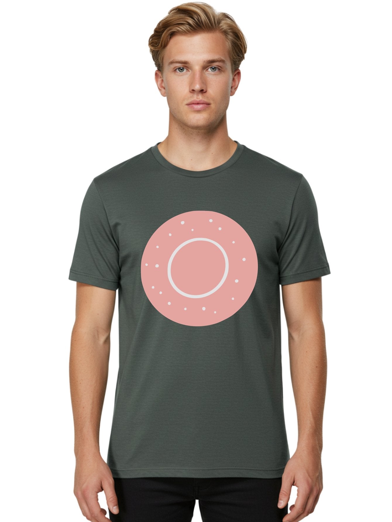 Donut Men'S Graphic Tee, 100% Cotton, Comfortable Casual Summer Wear, Machine Washable, Pink Donut, White Sprinkles, Sweet Treat, Tasty Pastry, Dessert Food, Baked Good, Ring Shaped, Food Illustration, Cute Design Aac019 25