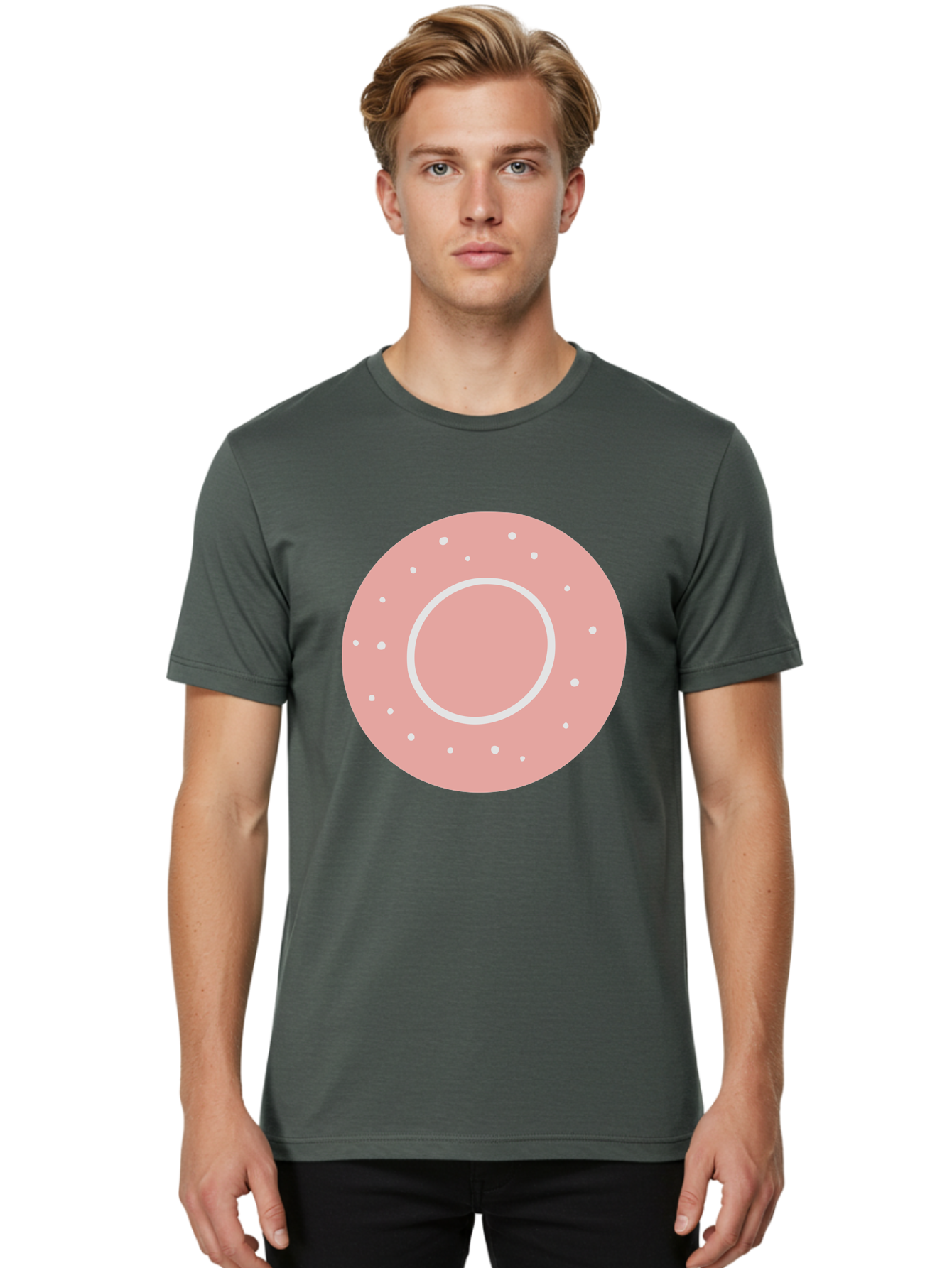 Donut Men'S Graphic Tee, 100% Cotton, Comfortable Casual Summer Wear, Machine Washable, Pink Donut, White Sprinkles, Sweet Treat, Tasty Pastry, Dessert Food, Baked Good, Ring Shaped, Food Illustration, Cute Design Aac019 12