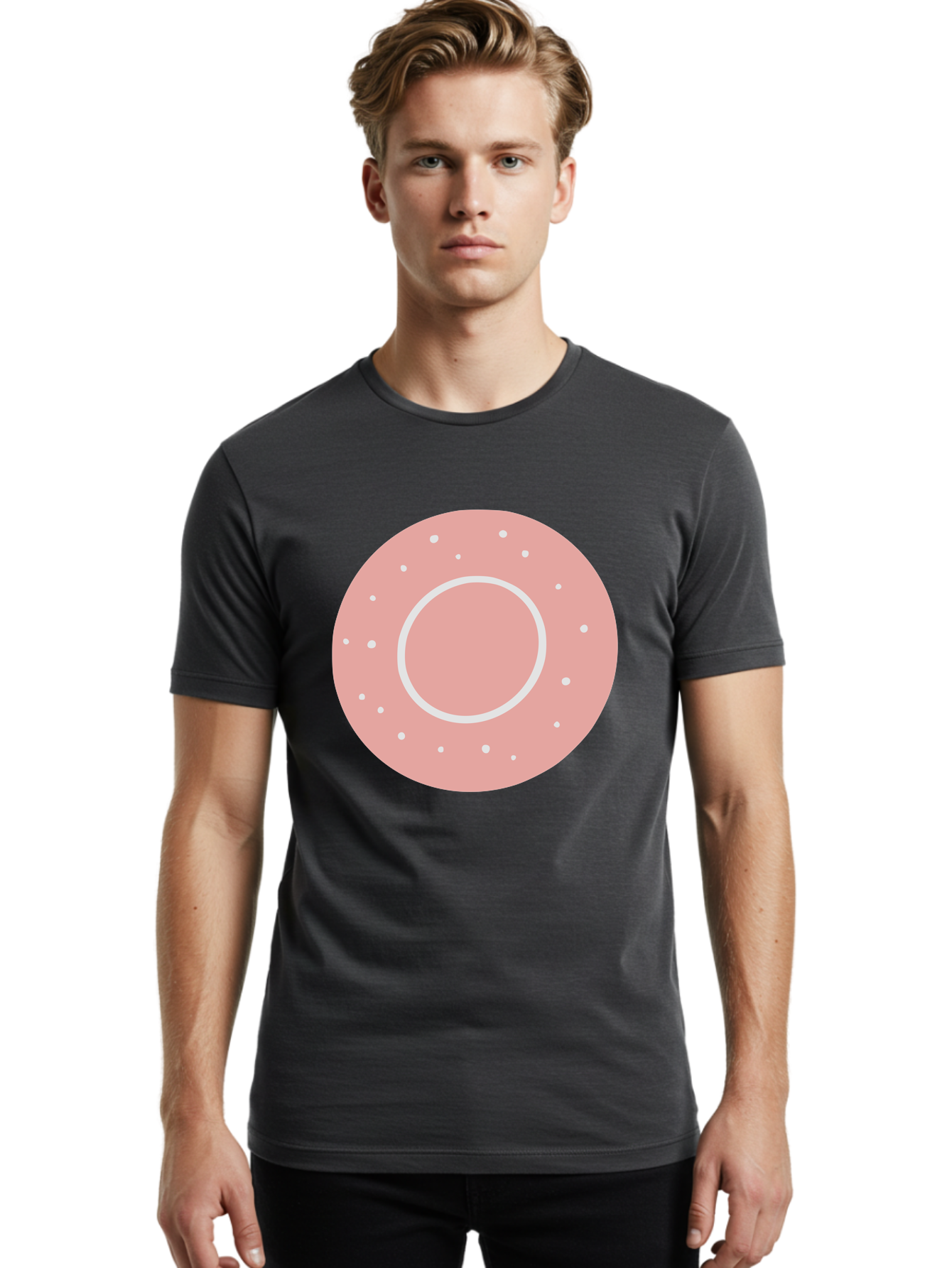 Donut Men'S Graphic Tee, 100% Cotton, Comfortable Casual Summer Wear, Machine Washable, Pink Donut, White Sprinkles, Sweet Treat, Tasty Pastry, Dessert Food, Baked Good, Ring Shaped, Food Illustration, Cute Design Aac019 16