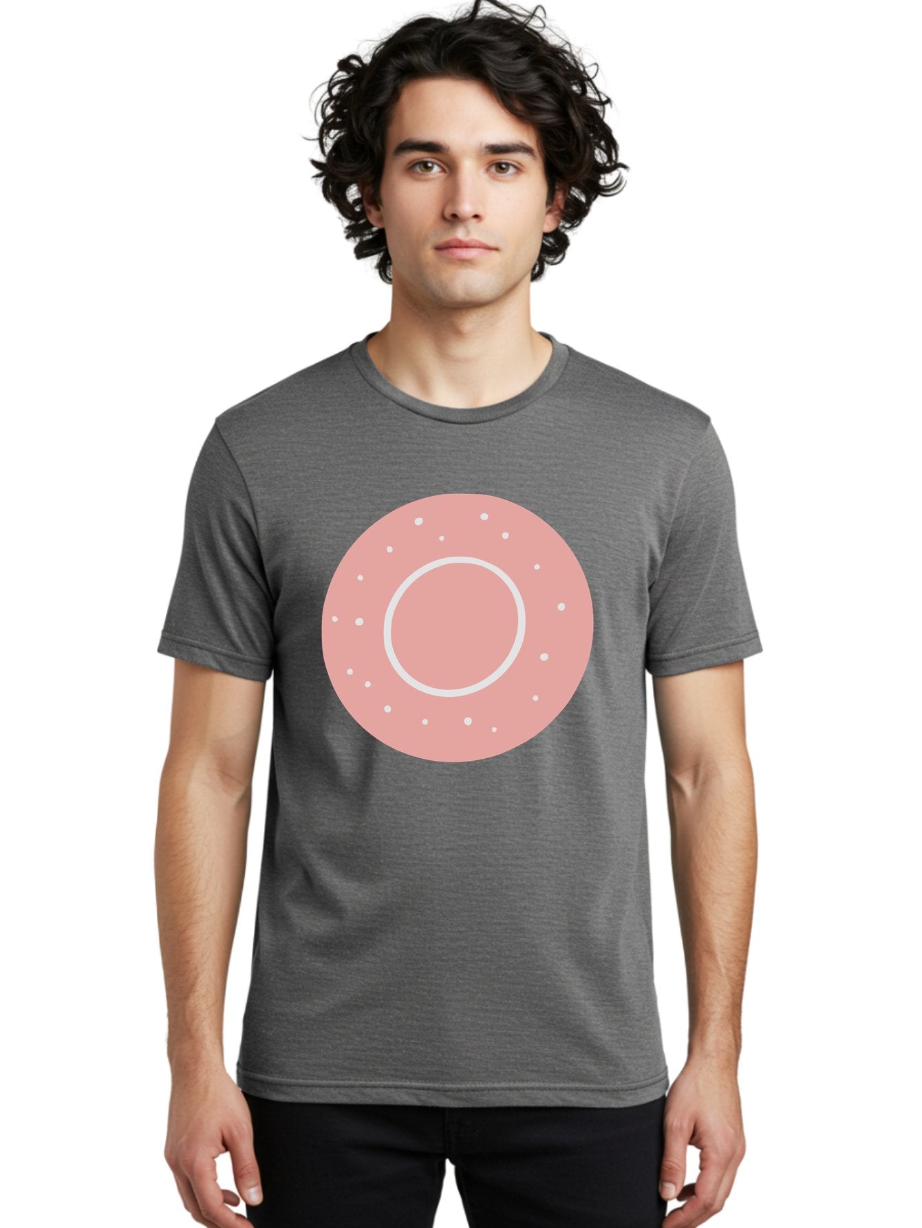 Donut Men'S Graphic Tee, 100% Cotton, Comfortable Casual Summer Wear, Machine Washable, Pink Donut, White Sprinkles, Sweet Treat, Tasty Pastry, Dessert Food, Baked Good, Ring Shaped, Food Illustration, Cute Design Aac019 30