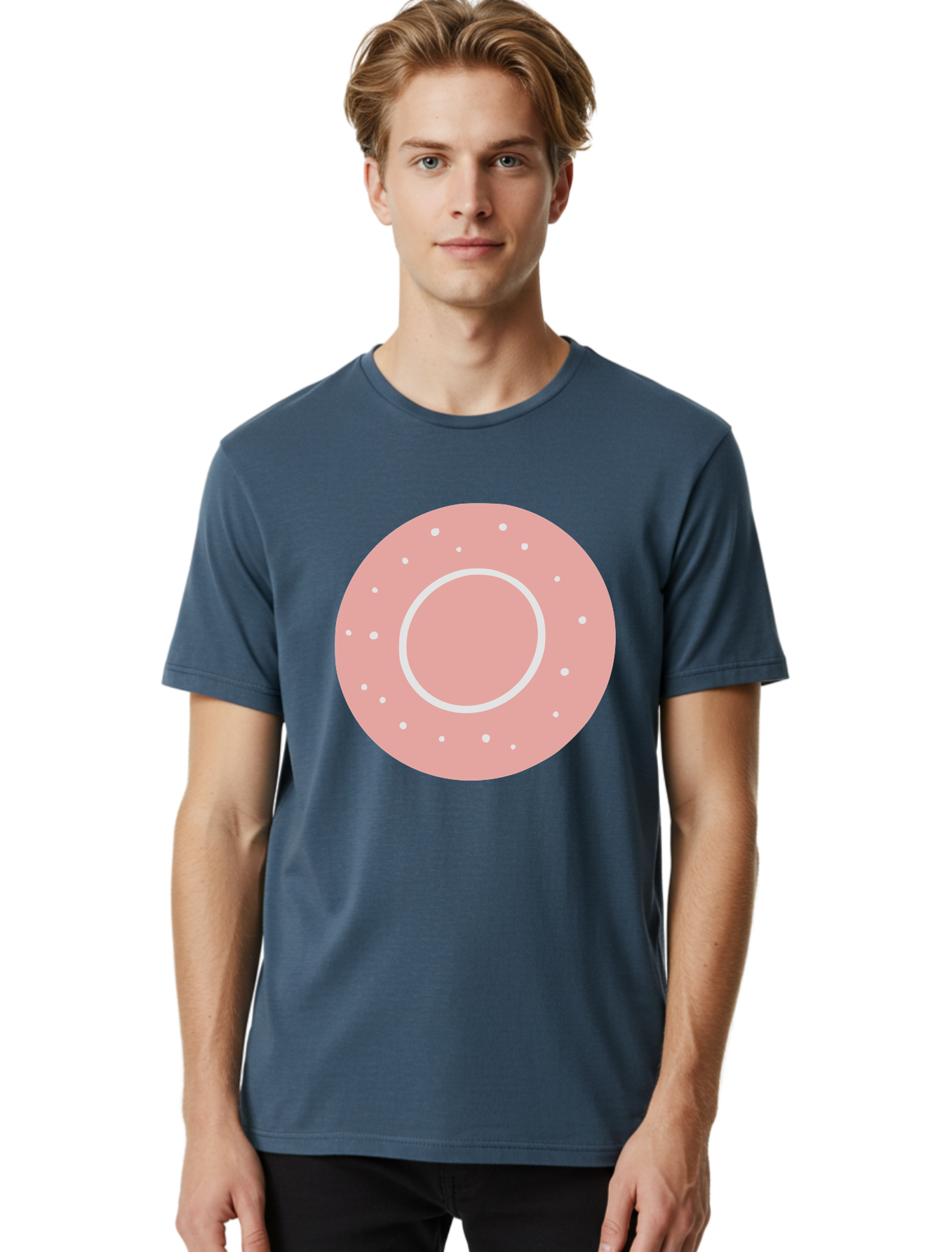 Donut Men'S Graphic Tee, 100% Cotton, Comfortable Casual Summer Wear, Machine Washable, Pink Donut, White Sprinkles, Sweet Treat, Tasty Pastry, Dessert Food, Baked Good, Ring Shaped, Food Illustration, Cute Design Aac019 30